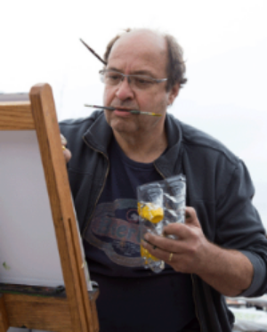 John at Art Battle Yukon, May 2014. Photo Tyler Kuhn, Al-Kehmedia Studios