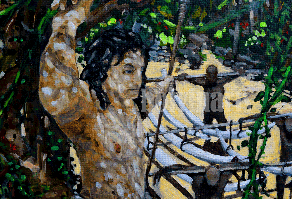 Tarzan and the Slavers, 22 x 18, $300