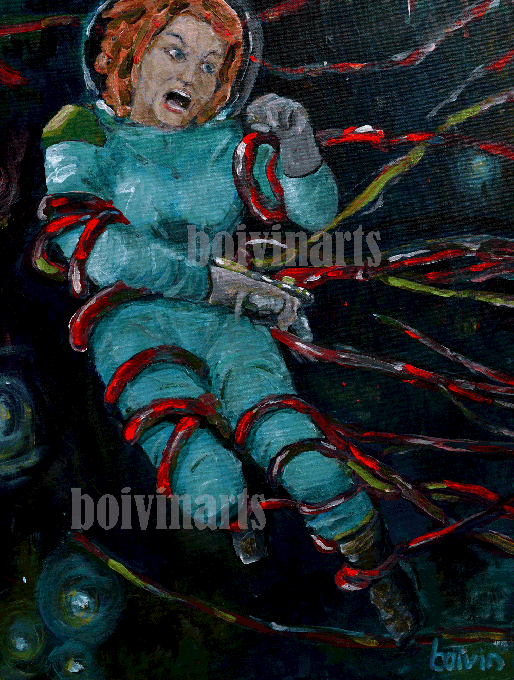 Tangled up at work, 18 x 24 (approx), $300