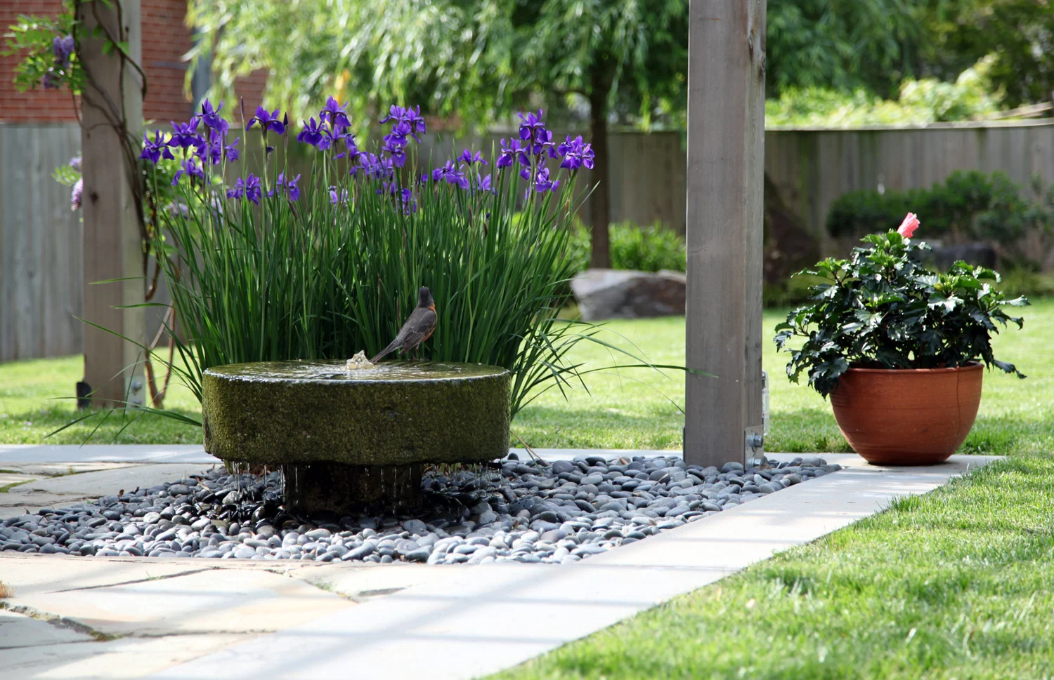 Project Location: Brookland, Washington DC Project Type: Single Family Residential Completion: Spring 2012 General Contractor: Redux Garden & Home Primary Material Palette: full range natural cleft bluestone, select blue thermal finish bluestone, western red cedar, antique millstone Photos By: Moody Landscape Architecture