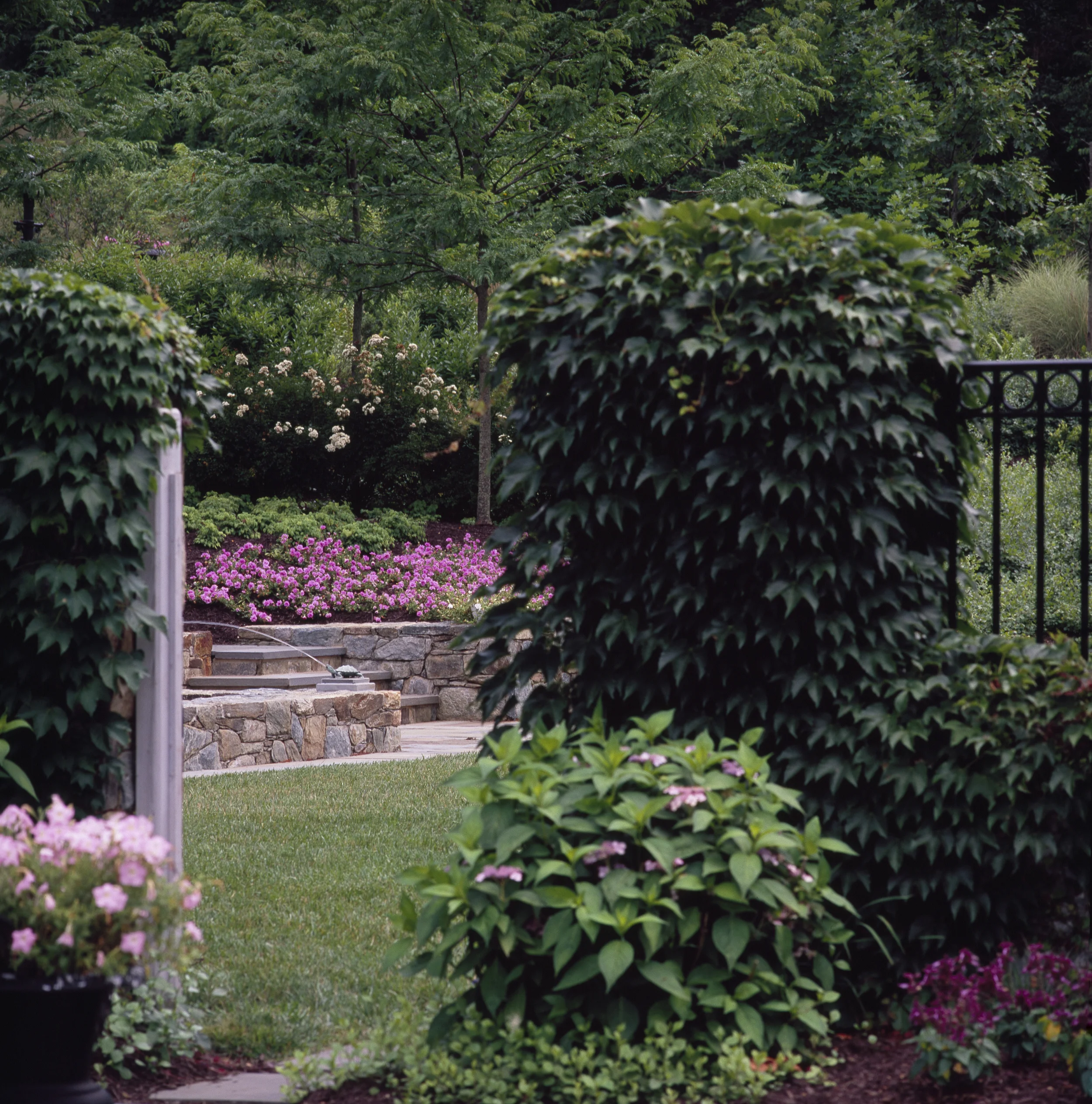 Project Location: Howard County, Maryland Completion: 2006 General Contractor: Horizon Builders, Chapel Valley Project Architect: Muse Architects Primary Material Palette: fieldstone, bluestone Photos By: Erik Kvalsvik Awards: Merit Award, American Society of Landscape Architects Maryland Chapter, 2006 Outstanding Landscaping Award, Washington Spaces, 2008
