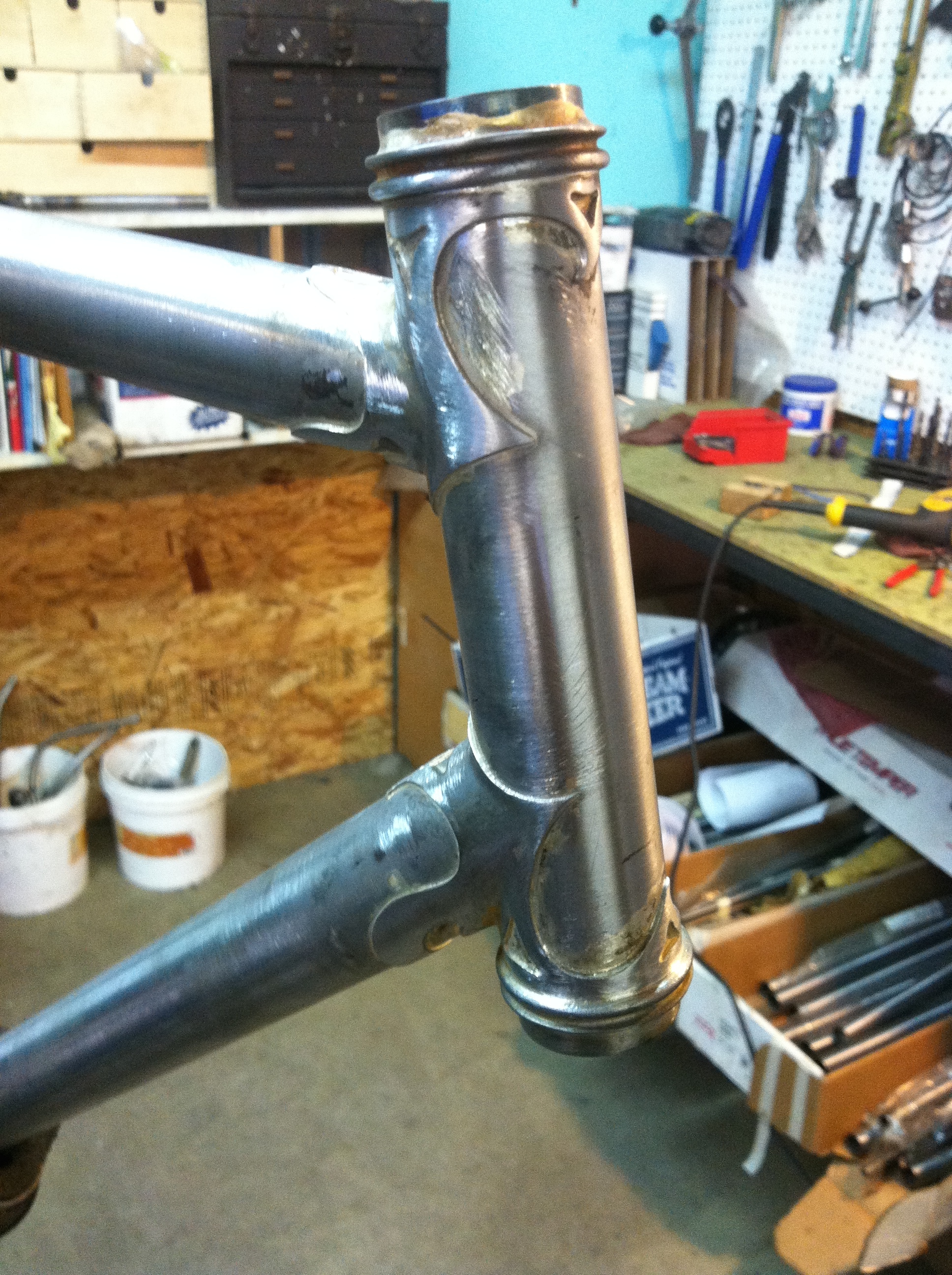 Front end replacement on a Rivendell frame, using the original lugs.