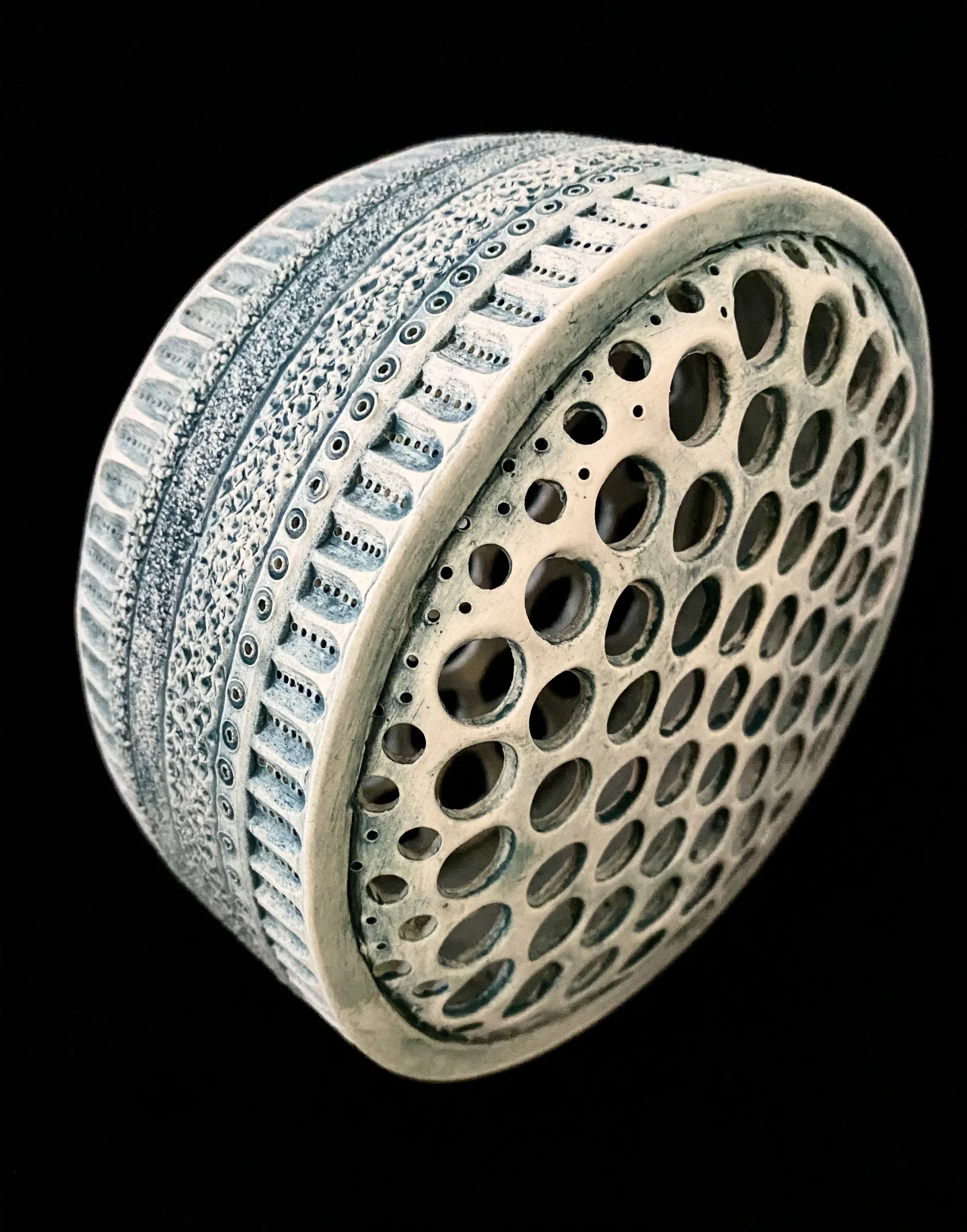 Centric Diatom pierced sculpture, sea green
