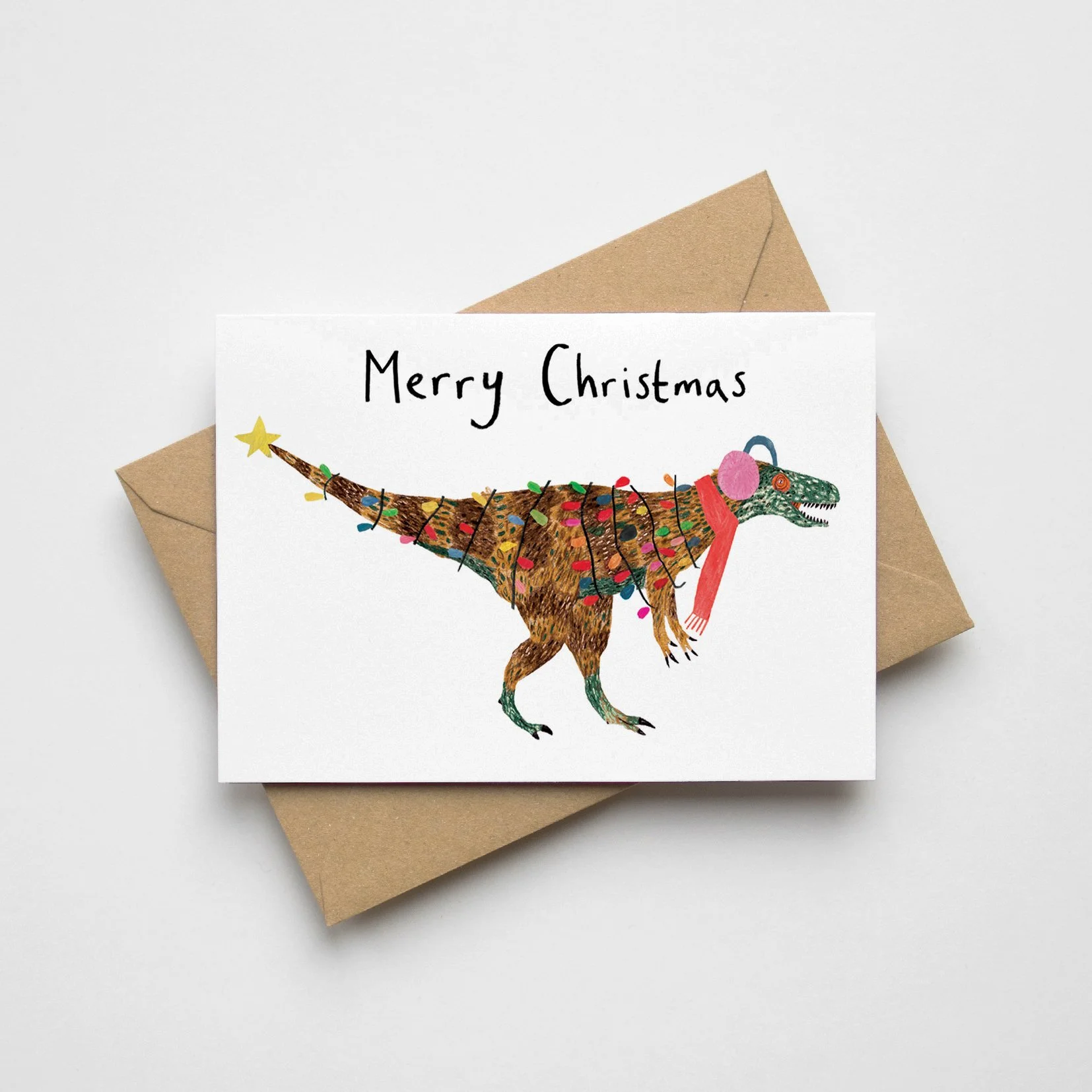 Dinosaur Christmas Tree Xmas Card