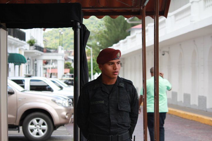 Police outside the Presidential mansion