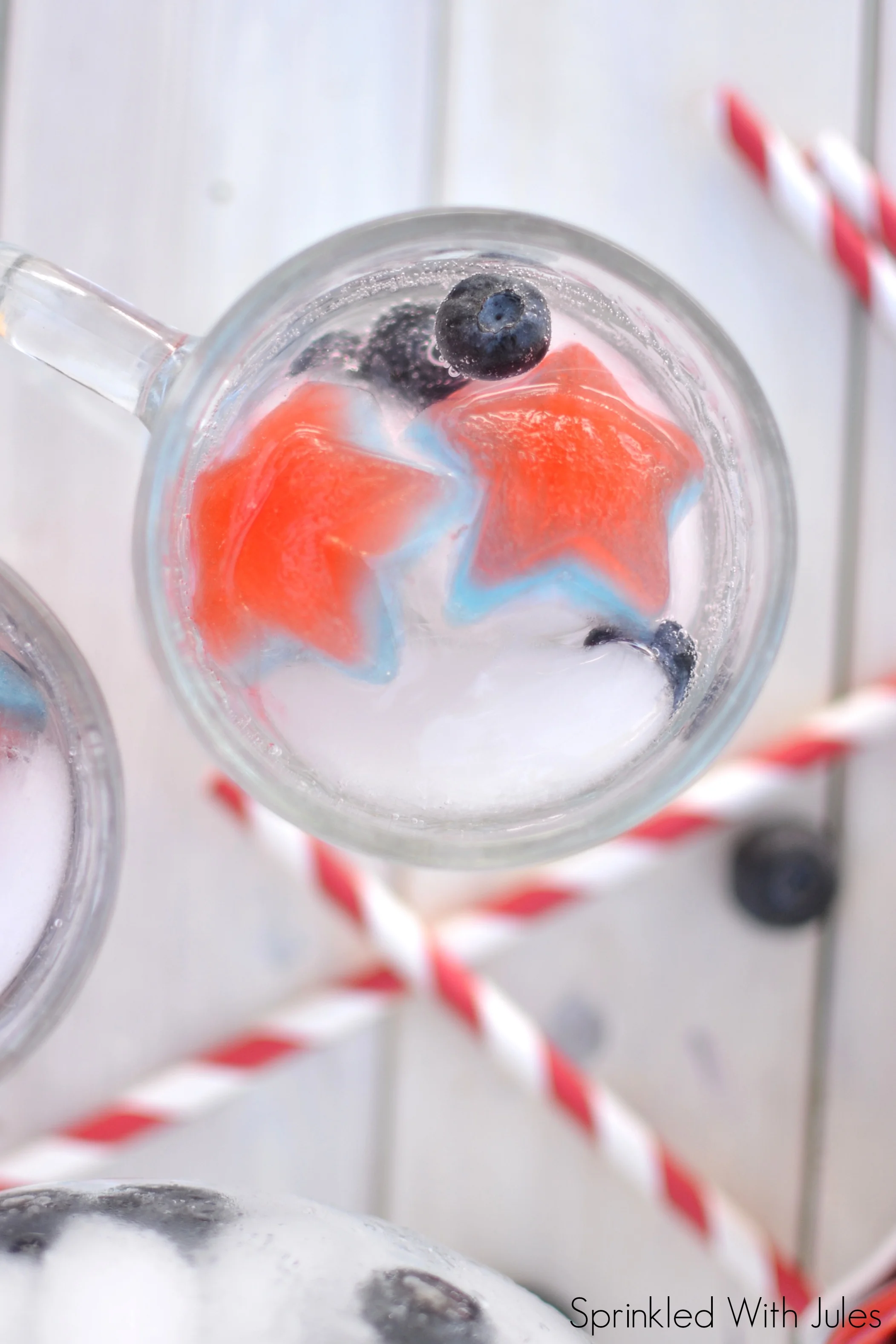   Red White and Blue Layered Star Ice Cubes  