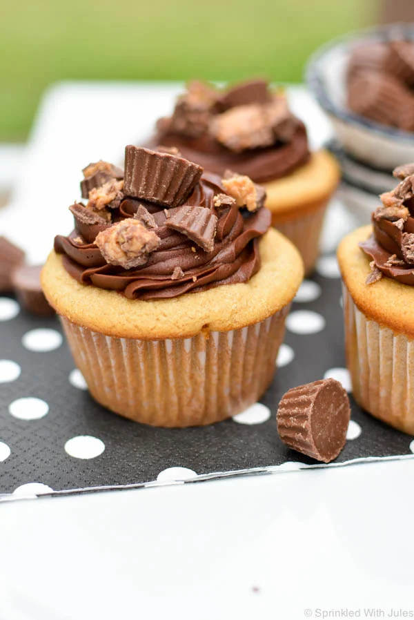Peanut Butter Cupcakes with Chocolate Buttercream Frosting