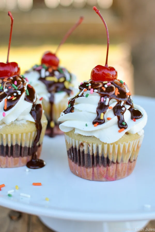 Neapolitan Sundae Cupcakes