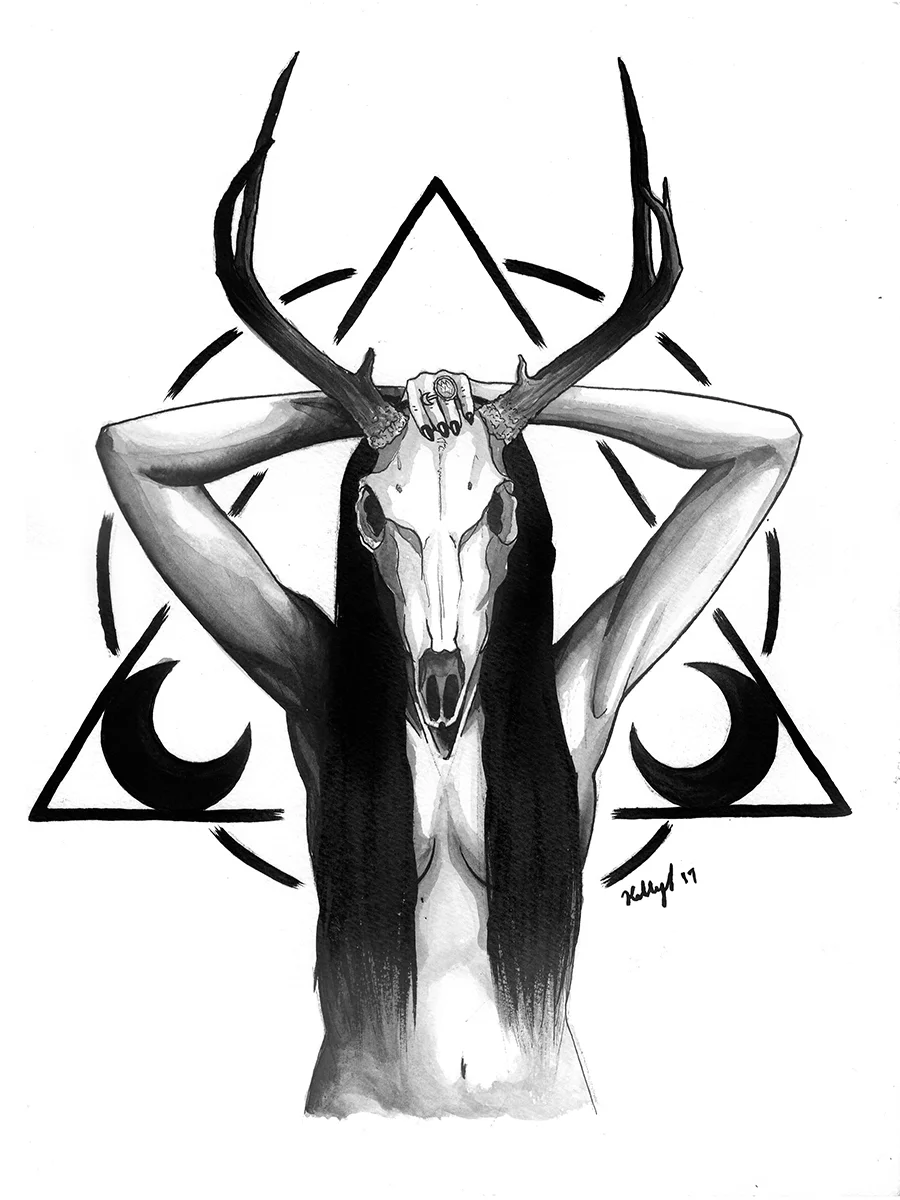Late night drawing sessions after coloring work is done. Feeling very witchy lately.