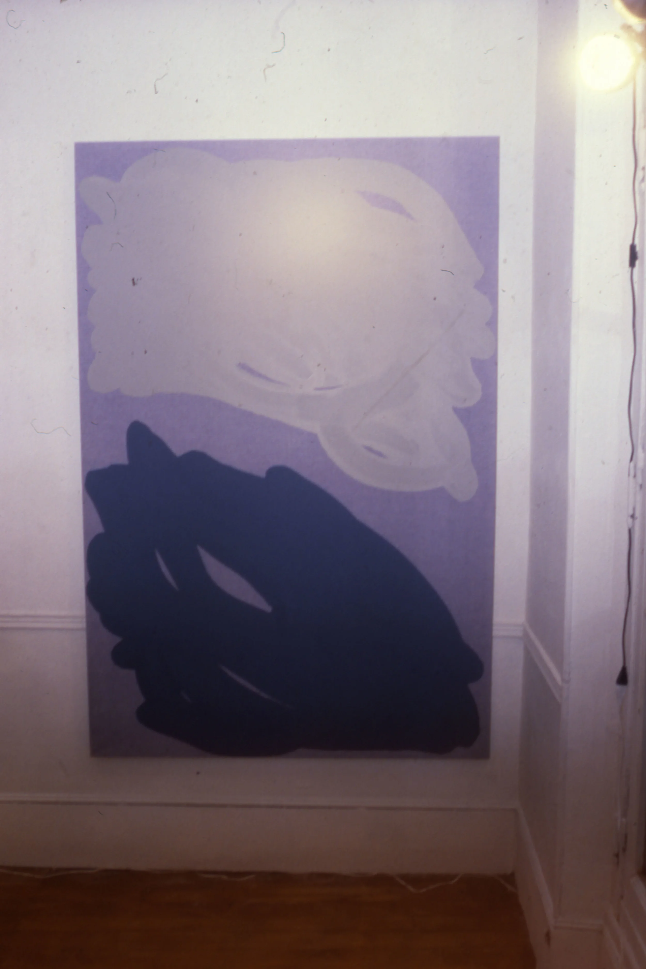 Suite : nuage. 120 cm x 160 cm. Peinture industrielle sur "imprimé" coton.