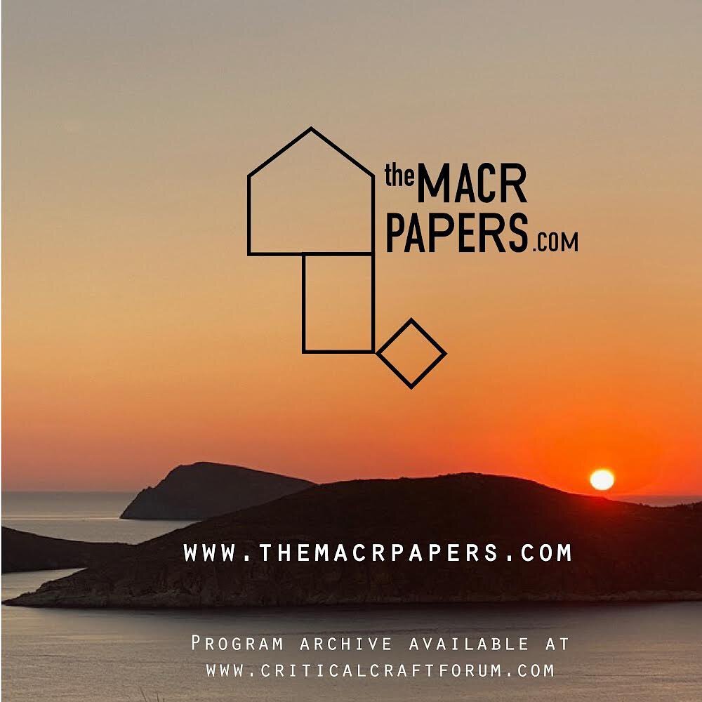 The MACR Papers is live! 

Link in the bio @criticalcraftforum. 

As you browse&mdash;through tables of content or keywords&mdash;we invite you to choose, save, and print the articles that meet with your interest, and thus to assemble your own versio