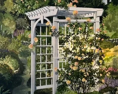 Garden scene with flowers
