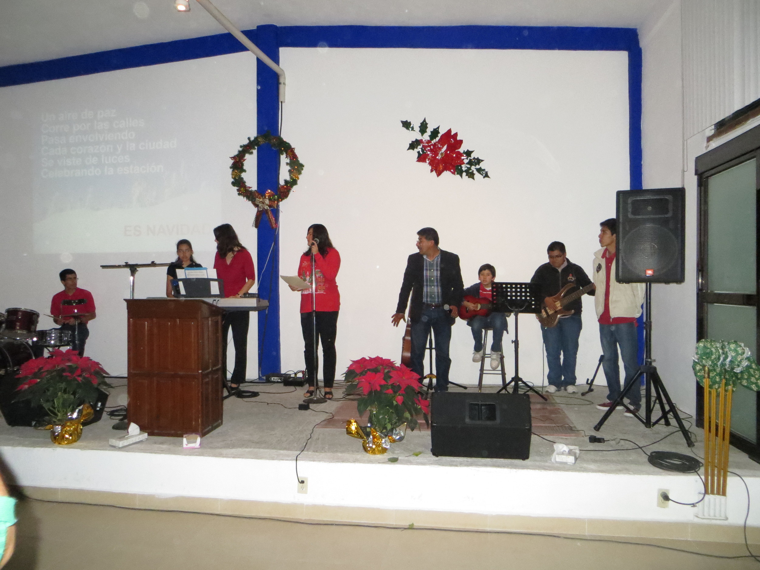 Our family, plus others, led worship in 2 Christmas services (including Emily, who was fresh off the plane from college).