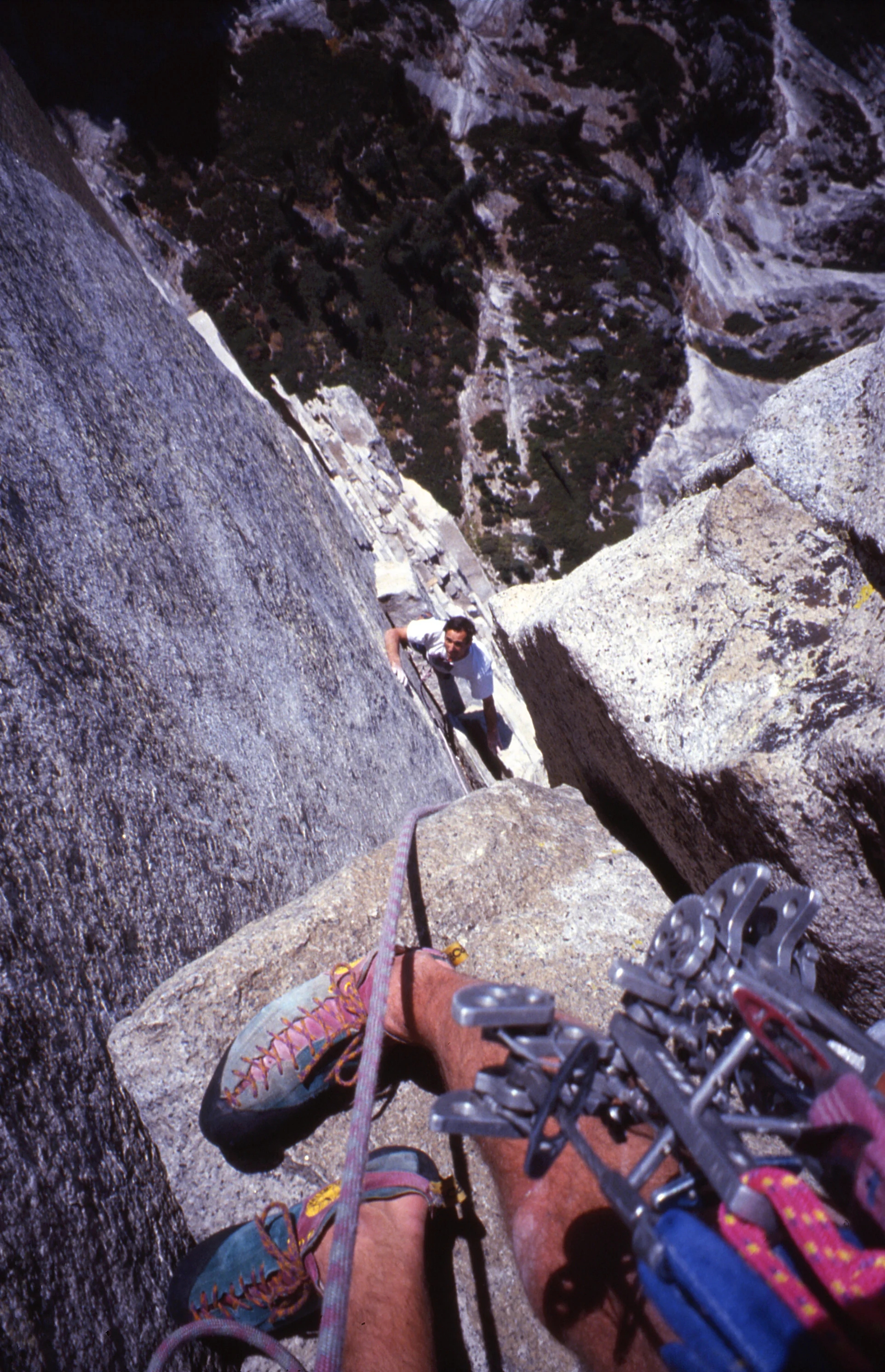 Looking down the Regular Route on the northwest face of Half Dome, 1994.