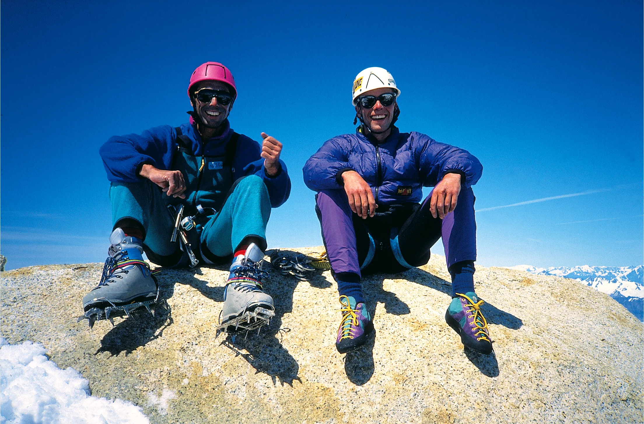 Happy to be on the summit after two bivvies with no gear on the way up, 1.30pm on New Year's Day, 1994.