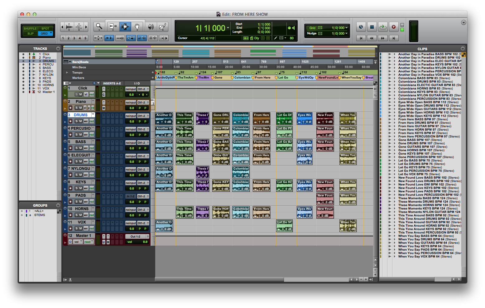 My Show Stems in Pro Tools