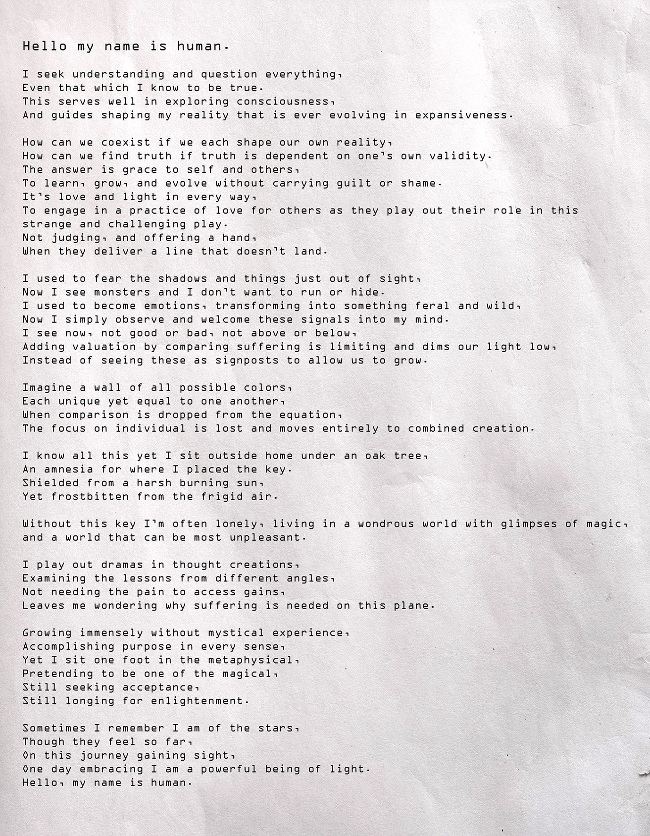 Hello, My Name is Human.