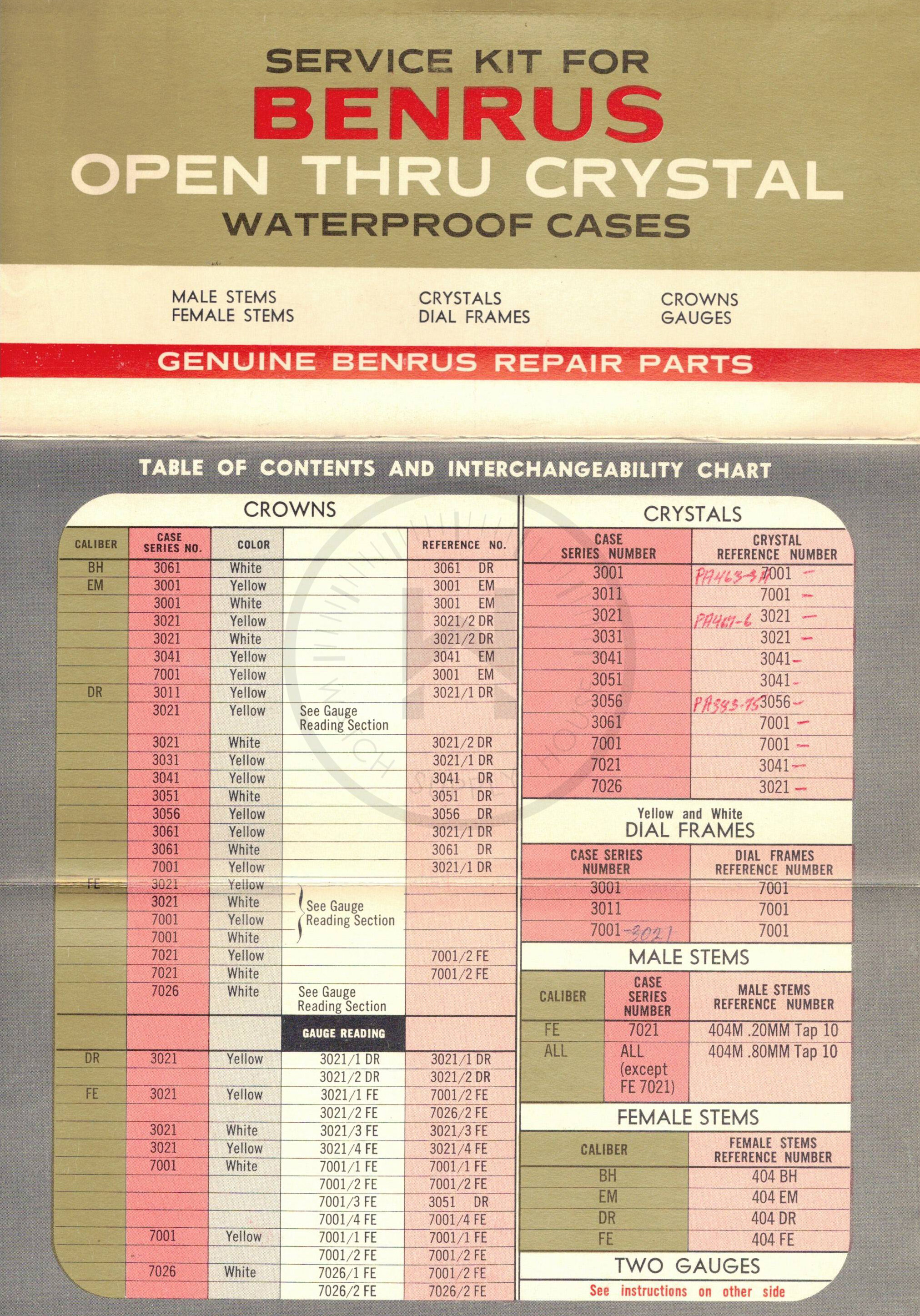 Benrus Open Thru Crystal Waterproof Cases