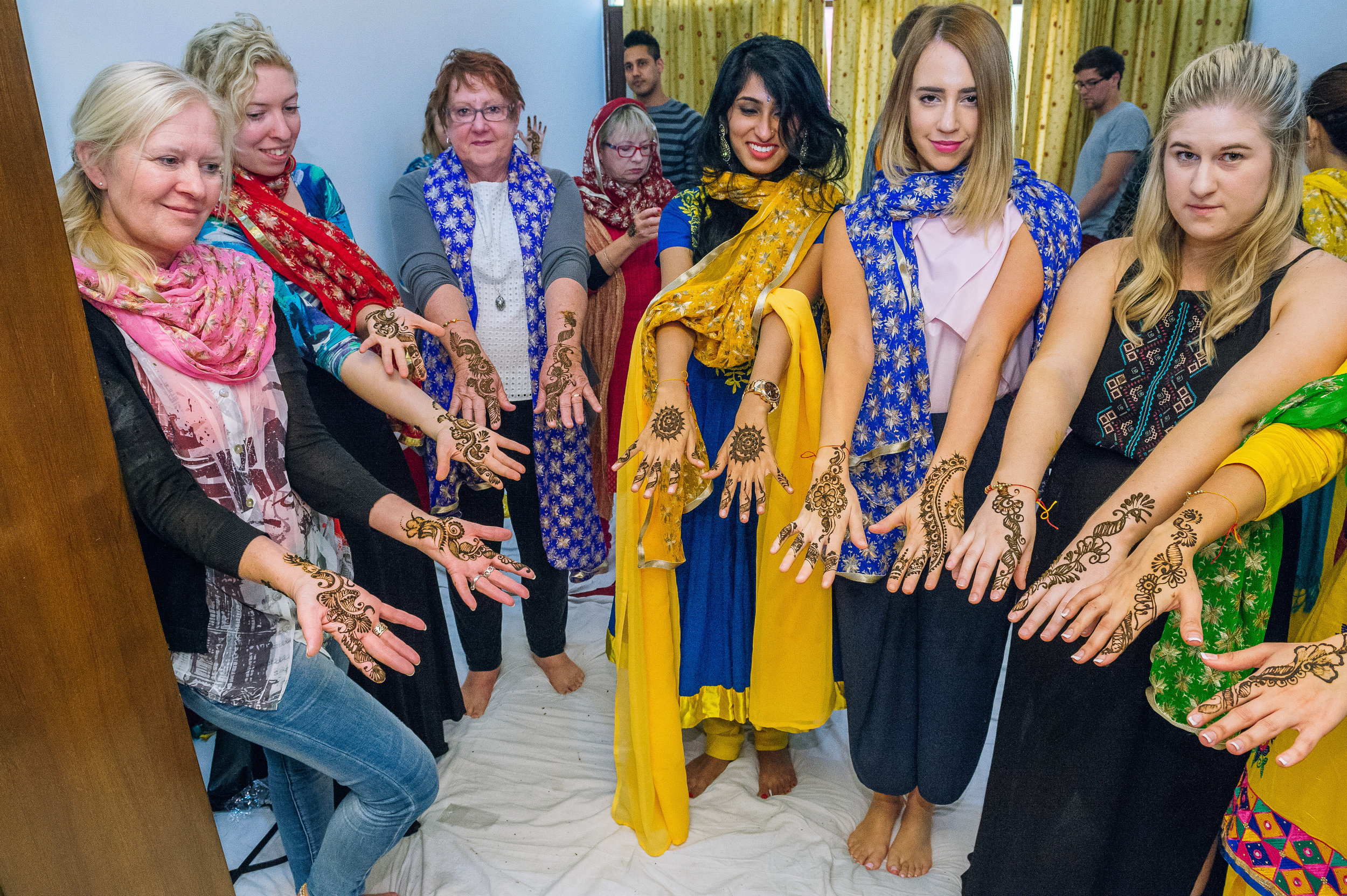  Friends of the bride having their henna done. 