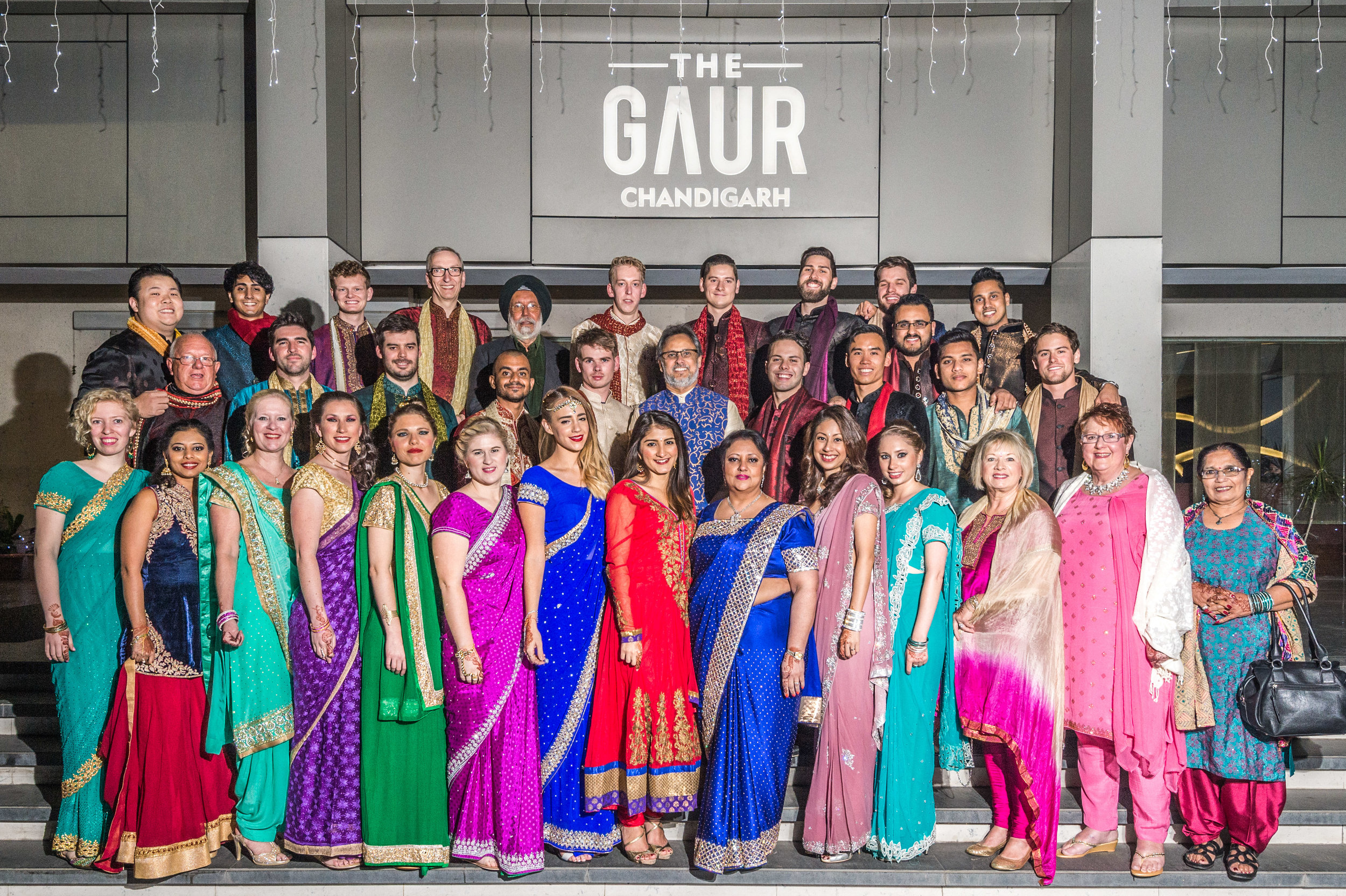  The international contingent of guests who flew into India for this wedding. Just look at how beautifully the ladies are in their lehenga, ghagra cholis, salwar kameez and saris while the gentlemen are clad in their kurta pyjamas as well as sherwani