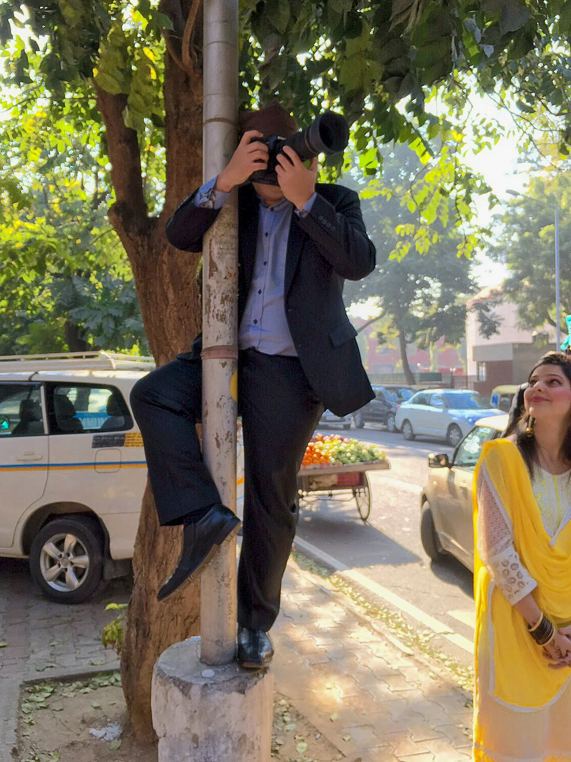 As a photographer, not only would I go where the job takes me, I do what it takes to get me THAT photo. (Photo credit to Mahesh. Taken from his Iphone 5)