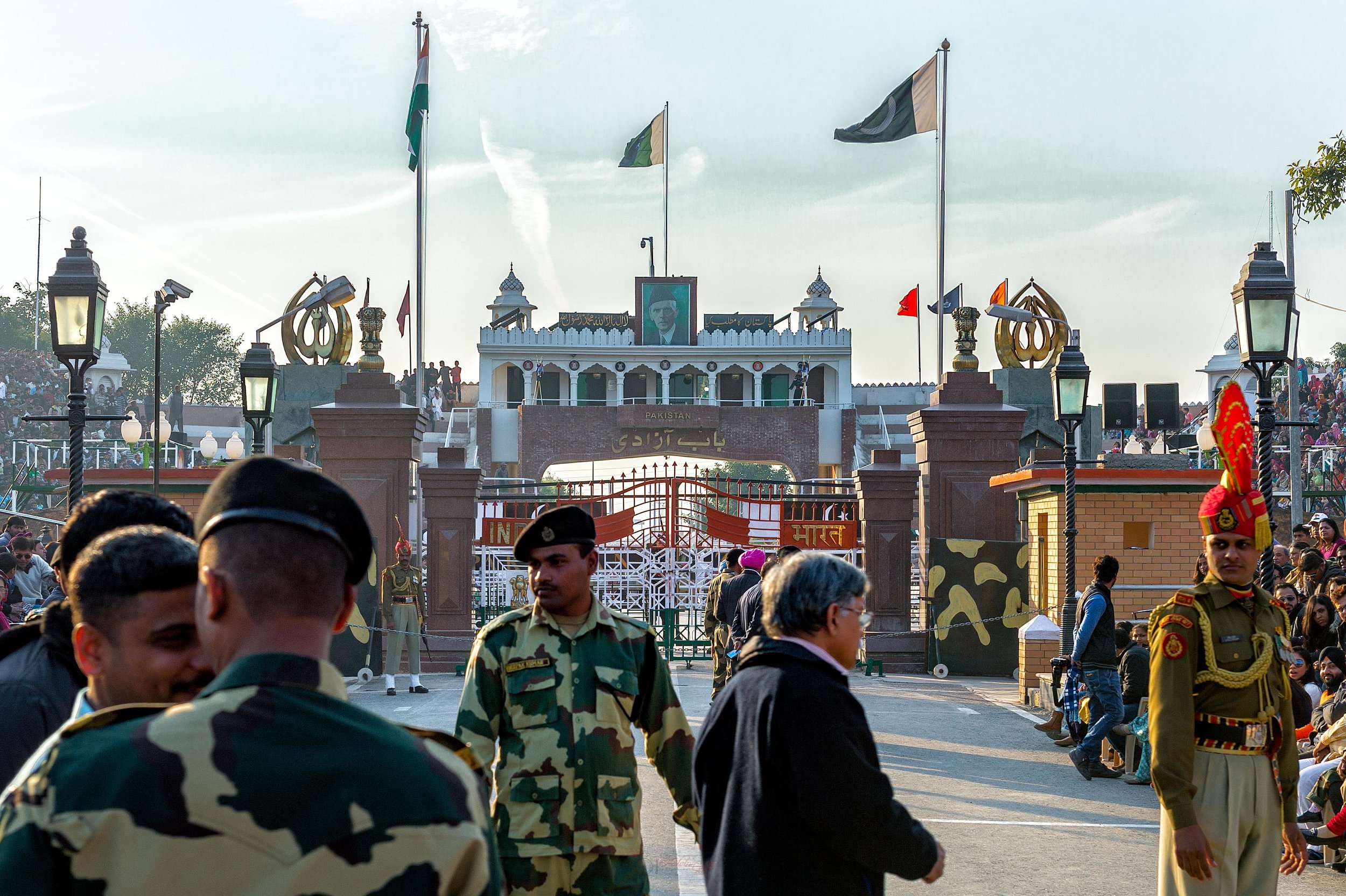  A picture of the border gates for both India and Pakistan. 