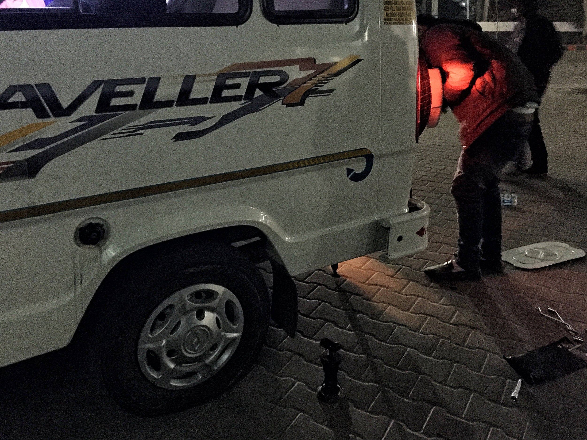  That sickening flat tyre that cost us precious time while heading back to the hotel in Chandigarh.  (Image taken with iPhone 6+)  