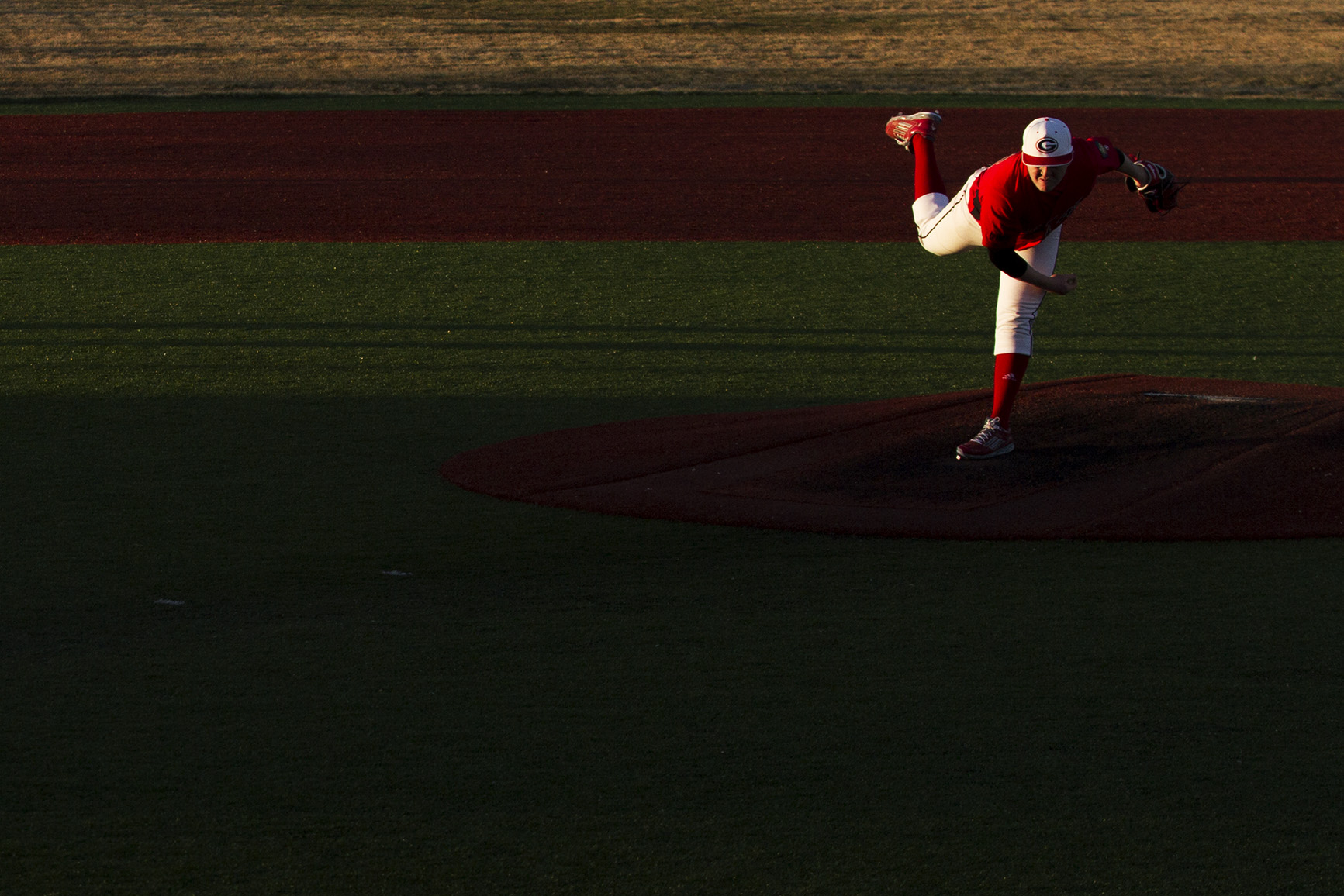 Gillette's Josh Kuhbacher throws a pitch to the Sturgis Scoopers during the Roughriders' 7-0 win over the Scoopers in their season opener at Hladky Memorial Stadium on April 7, 2016.