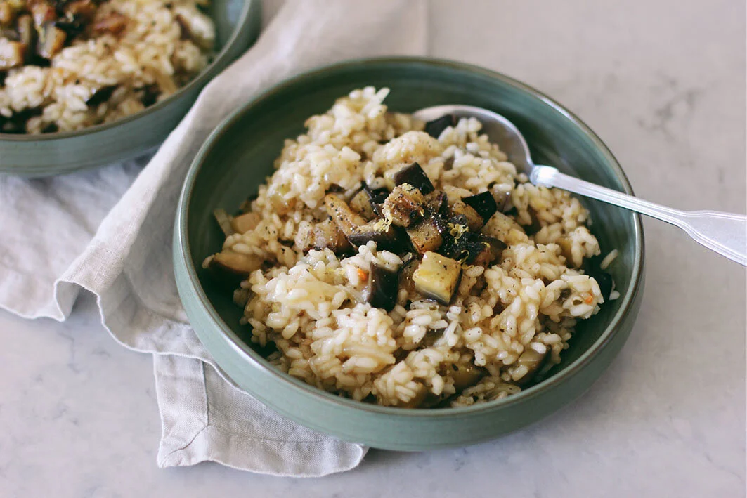 Risotto aux aubergines et au citron