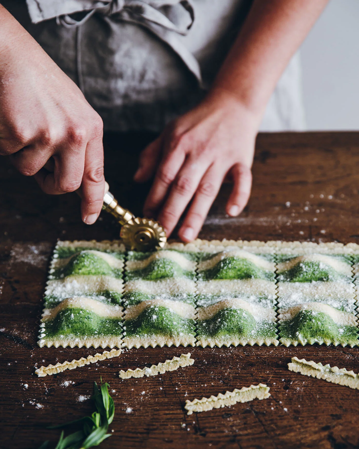Raviolis rayés, farce ricotta & estragon © Parigote X The Flying Flour