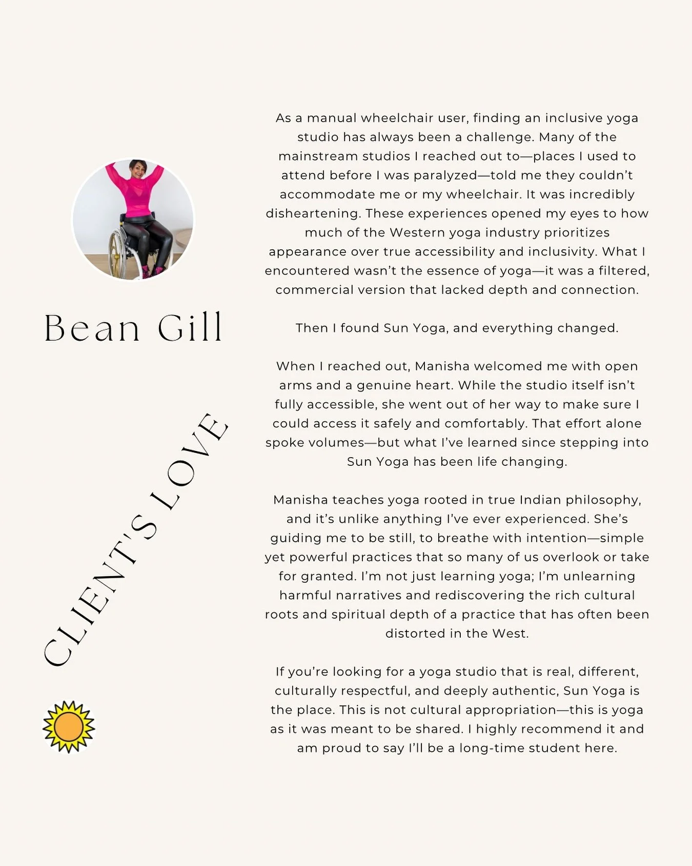 MOVE. HEAL. AWAKEN.  Sun Yoga, a traditional yoga studio. @branzoid #clientlove #clientreview #thankful #grateful #yoga #traditionalyoga #yegyoga #yeg #move #heal #awaken #wheelchair #youcandoanything #inspiration  #sunyogaedmonton