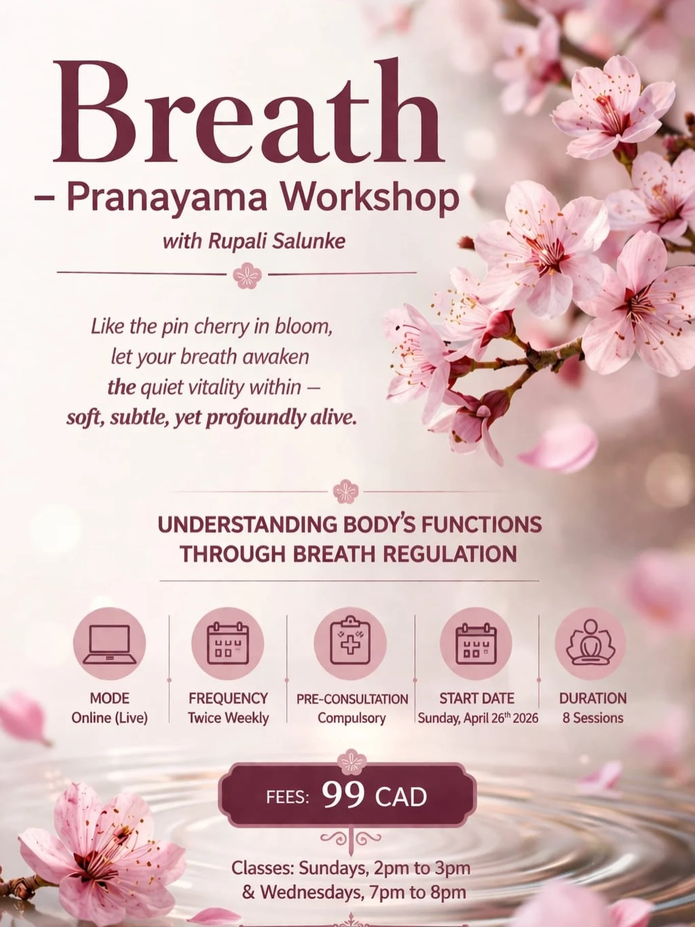 These will be the most transformative 8 hours of your life!

Sign up link for this online workshop 
https://sunyoga.as.me/BREATH

4 weeks 
April 26- May 20 on Zoom
Sundays 2:00-3:00pm MDT
Wednesdays 7:00-8:00pm MDT

Sun Yoga takes great pride to be a