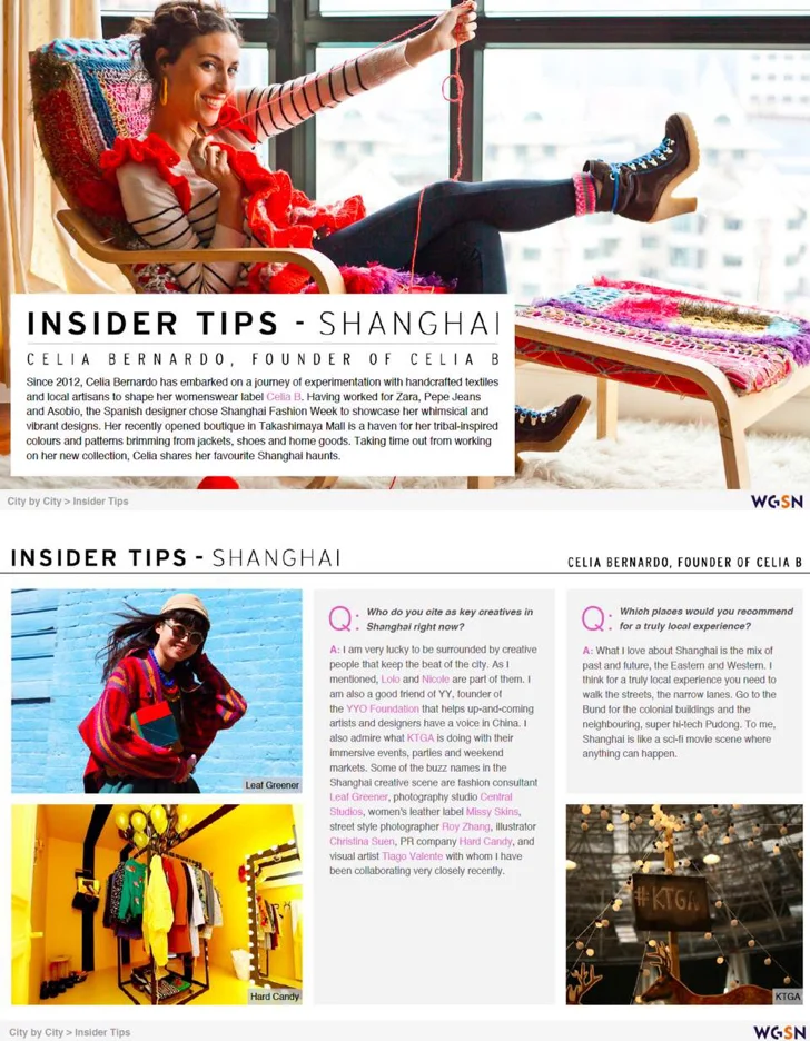WGSN Shanghai Insider tips by Celia Bernardo