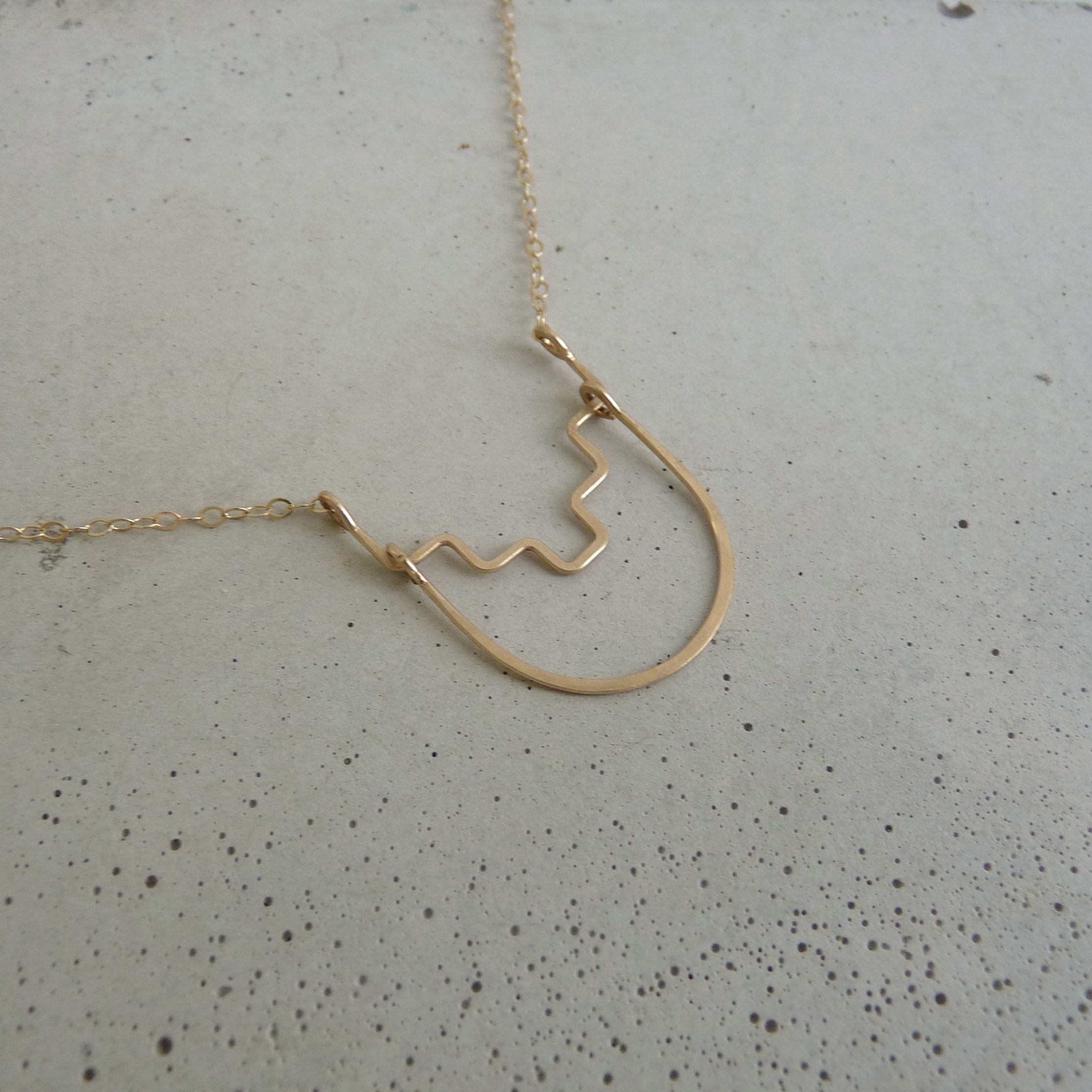 DESCEND necklace, gold aztec necklace, delicate gold necklace, delicate geometric necklace, new refined basics