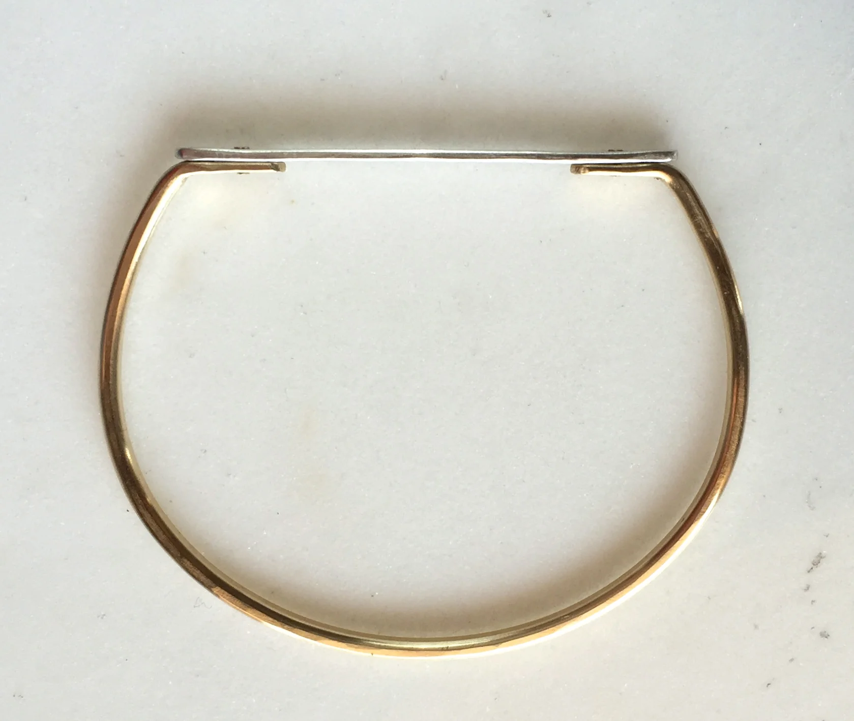 bronze and silver cuff bracelet