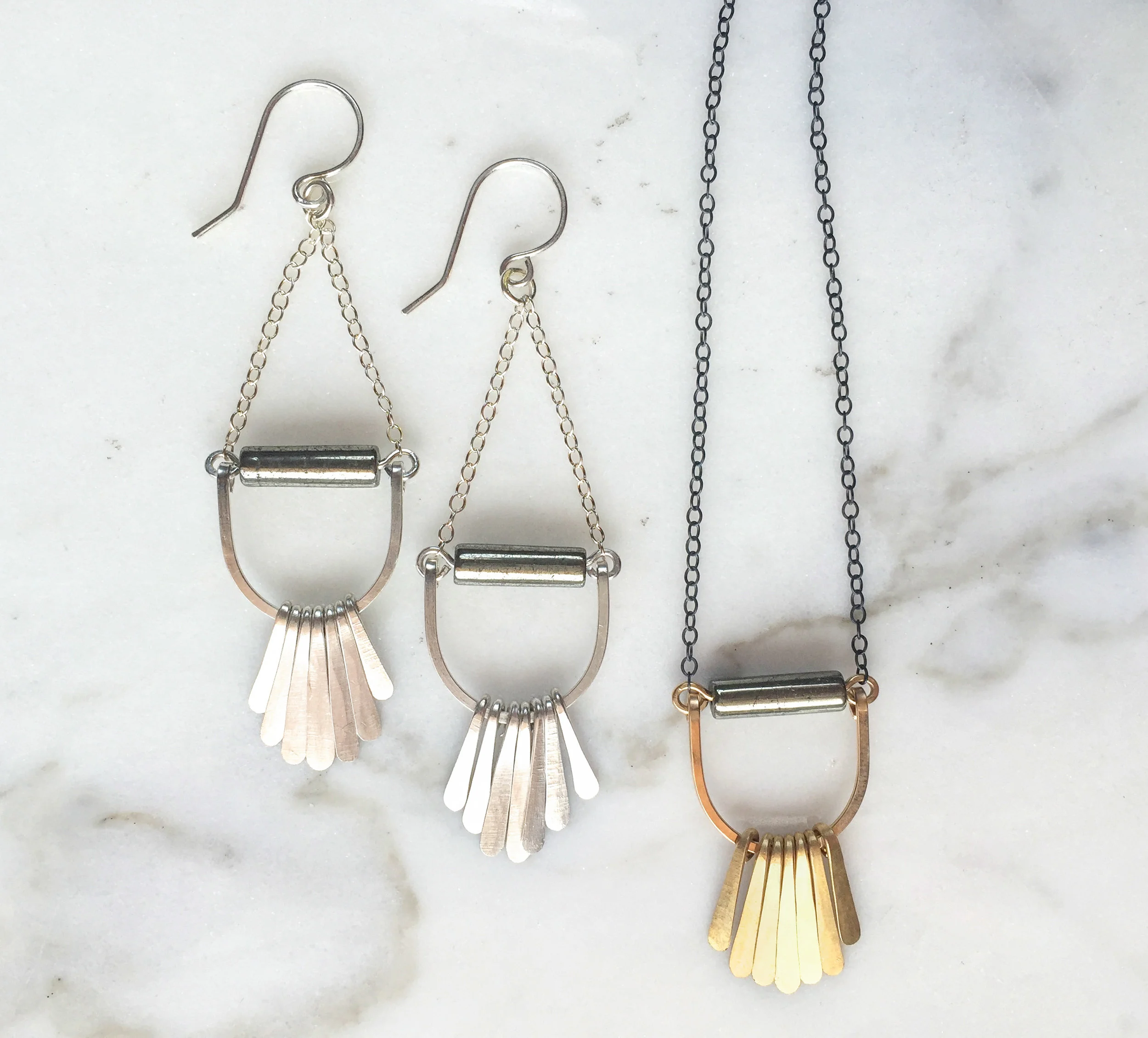 hammered silver fringe earrings
