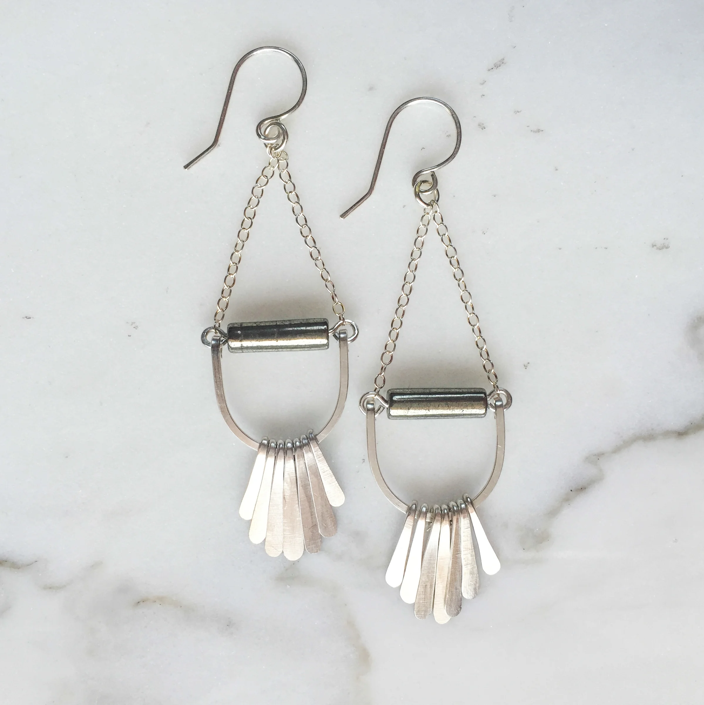 silver fringe earrings
