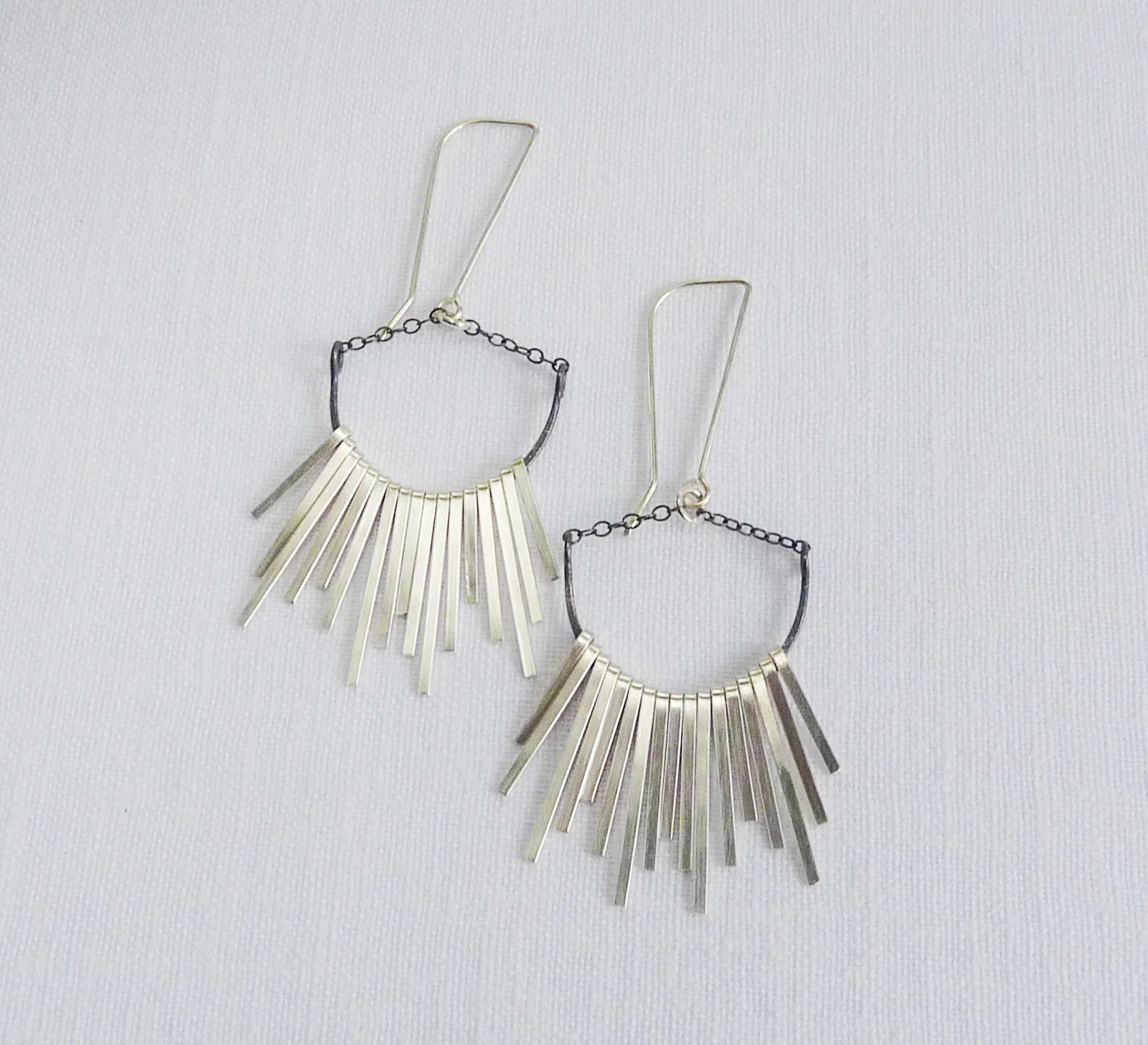 silver fringe earrings