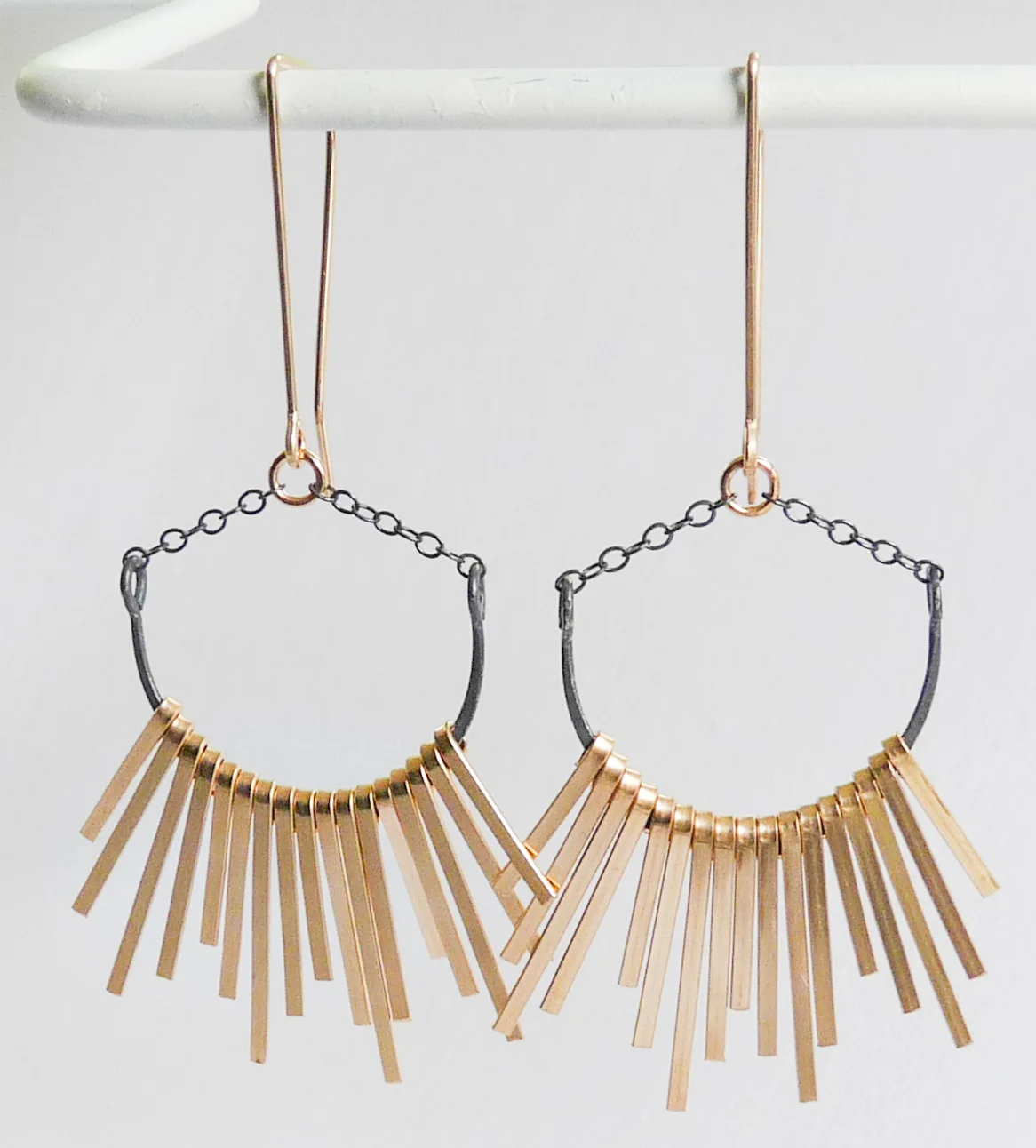 long gold fringe earrings
