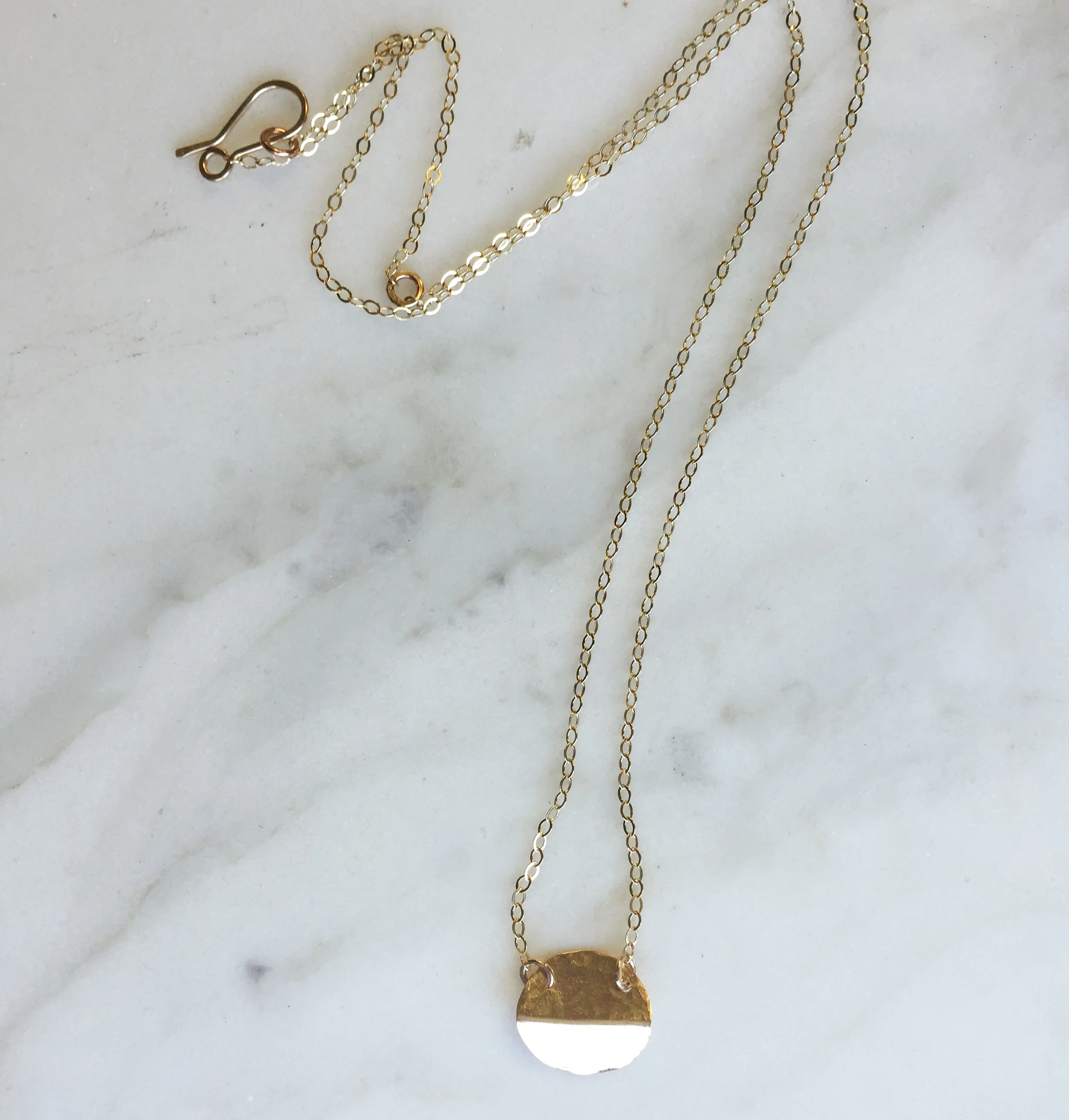 gold small disc necklace
