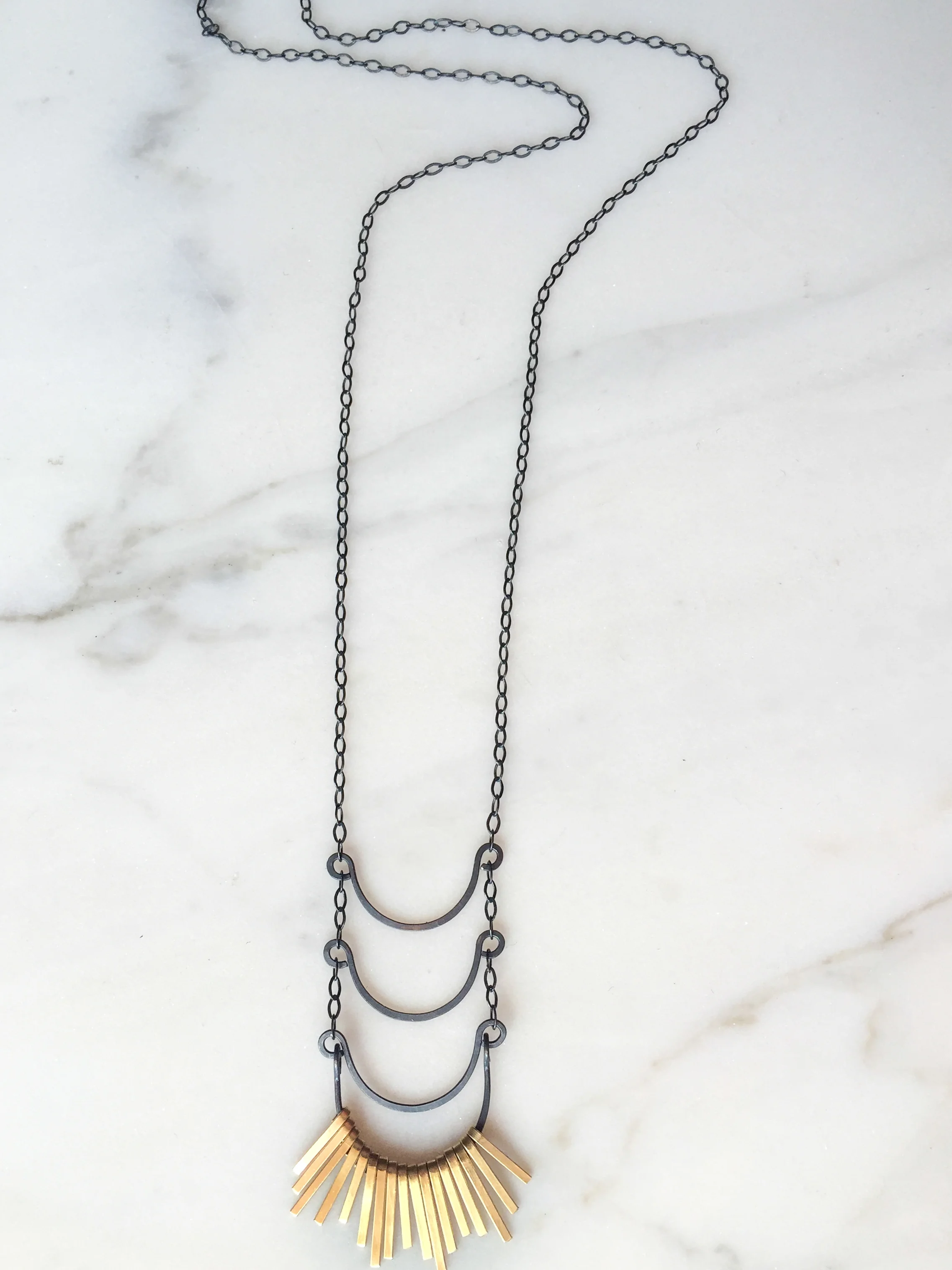 long bronze fringe necklace