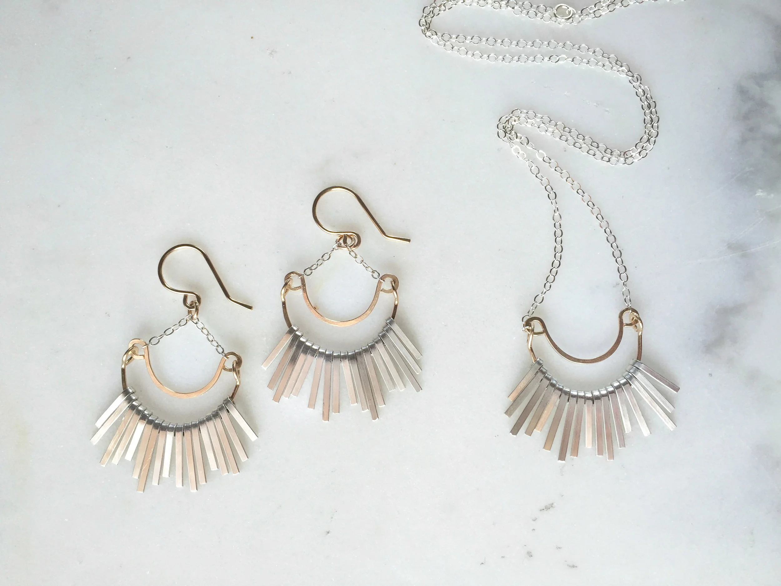 gold and silver fringe necklace