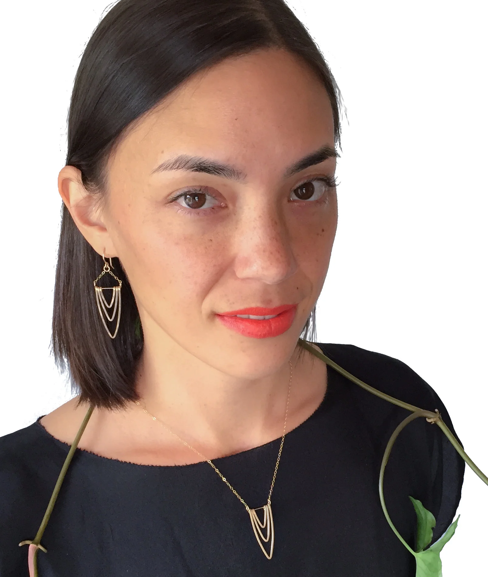 layered gold arch earrings