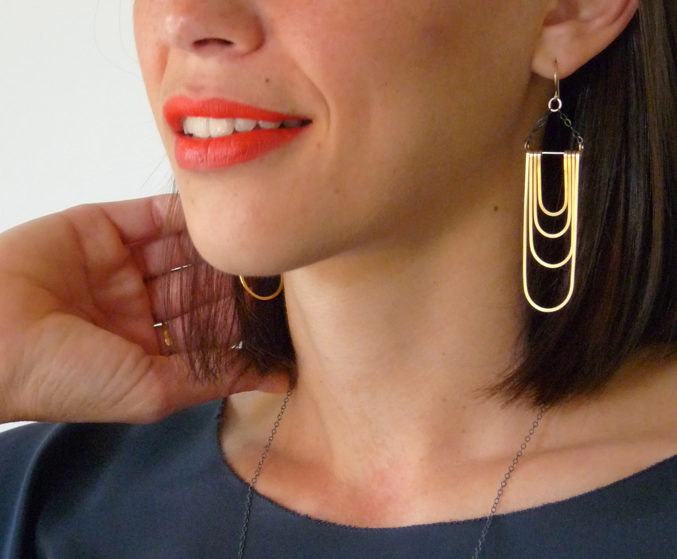 14k gold arch hoop earrings