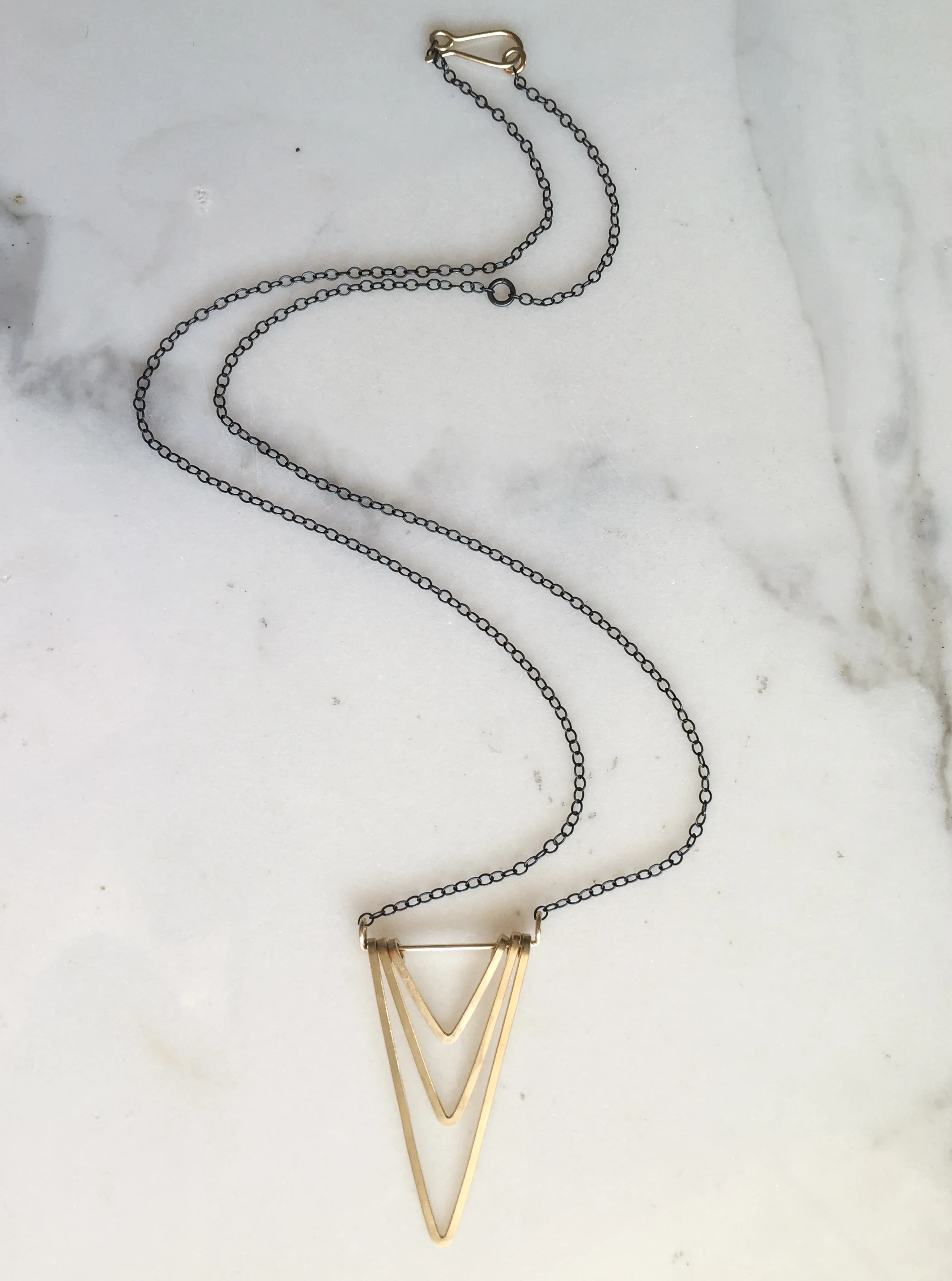 layered gold triangle necklace
