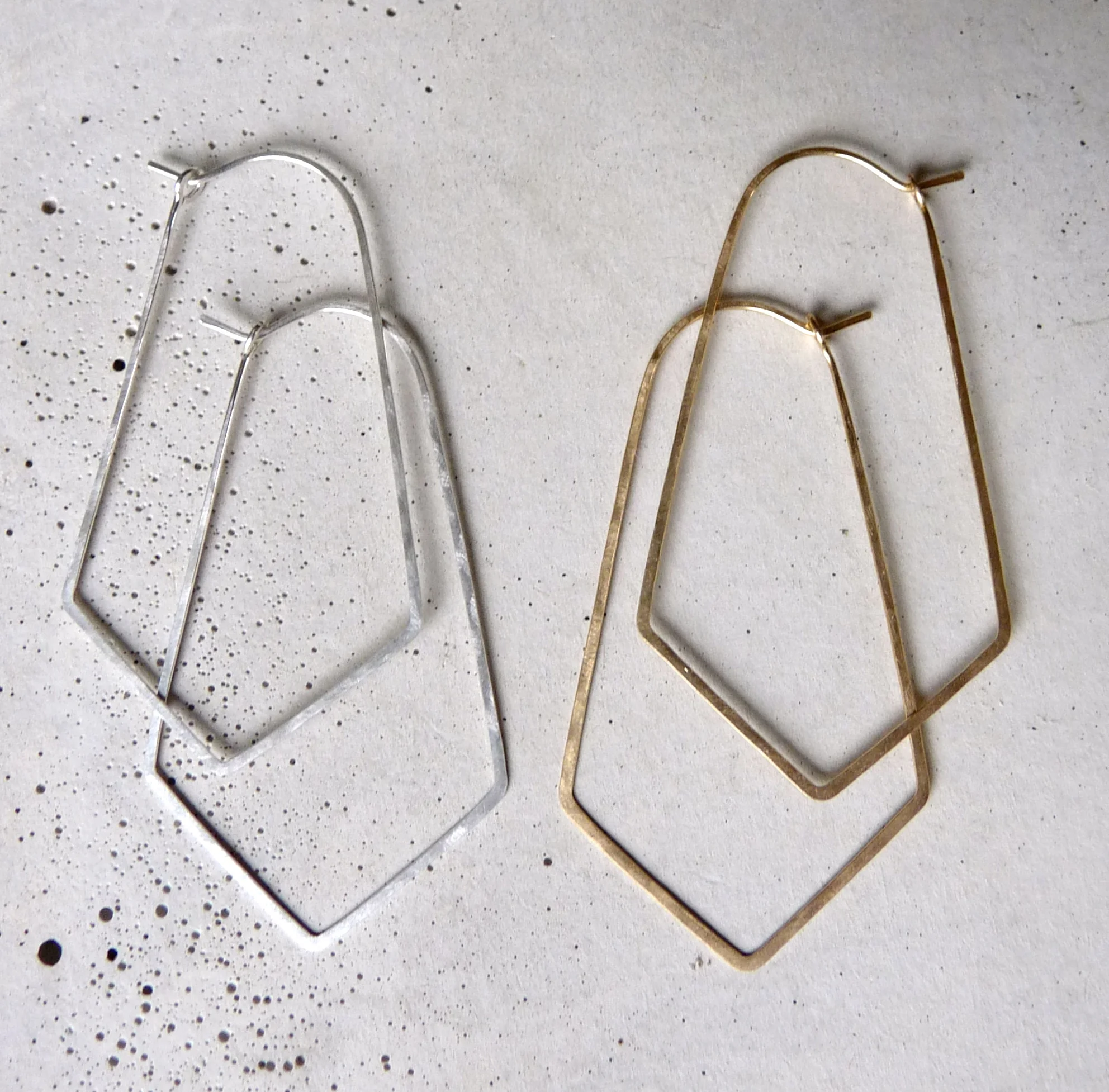 gold and silver hammered hoops