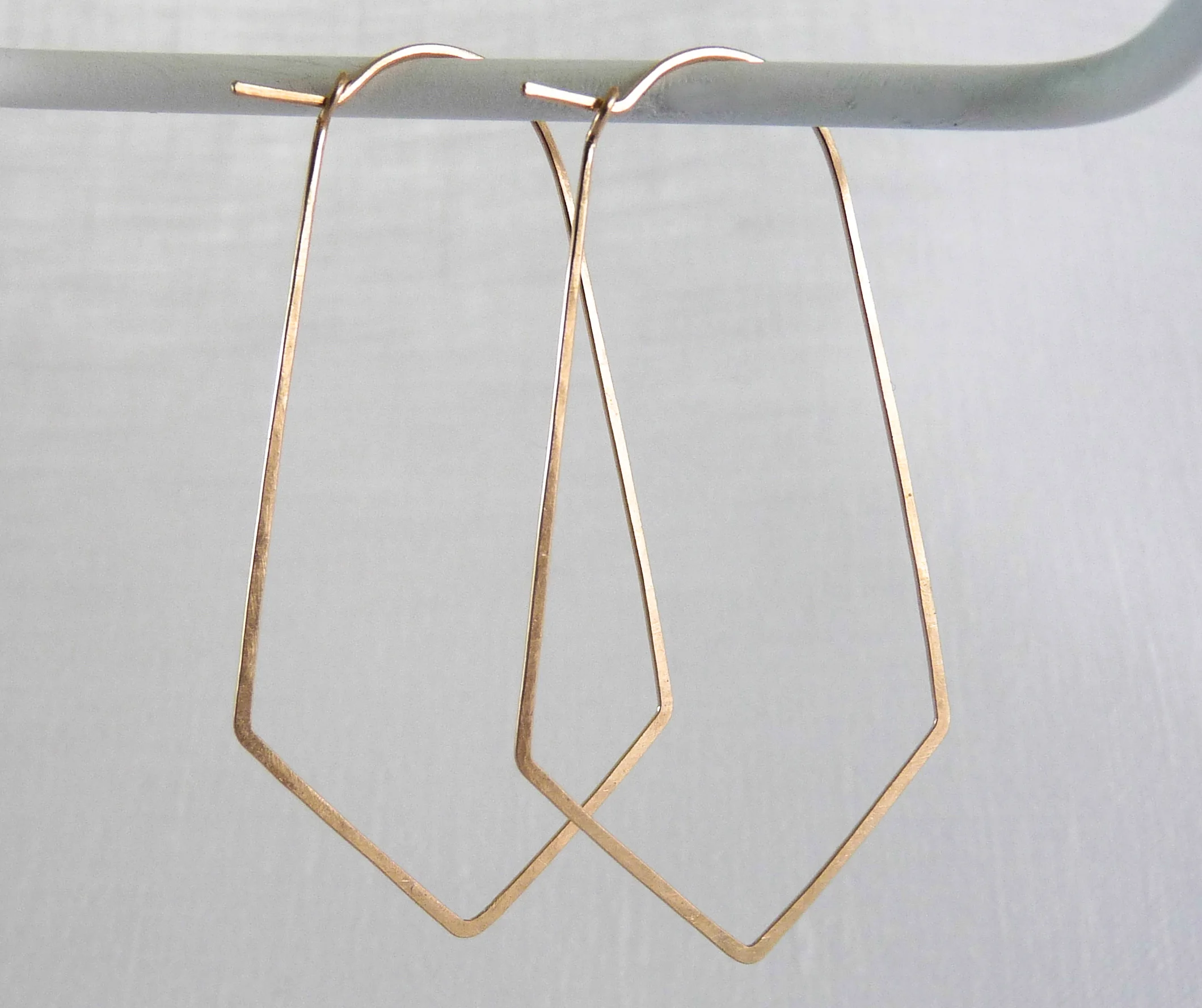 gold geometric hammered hoops