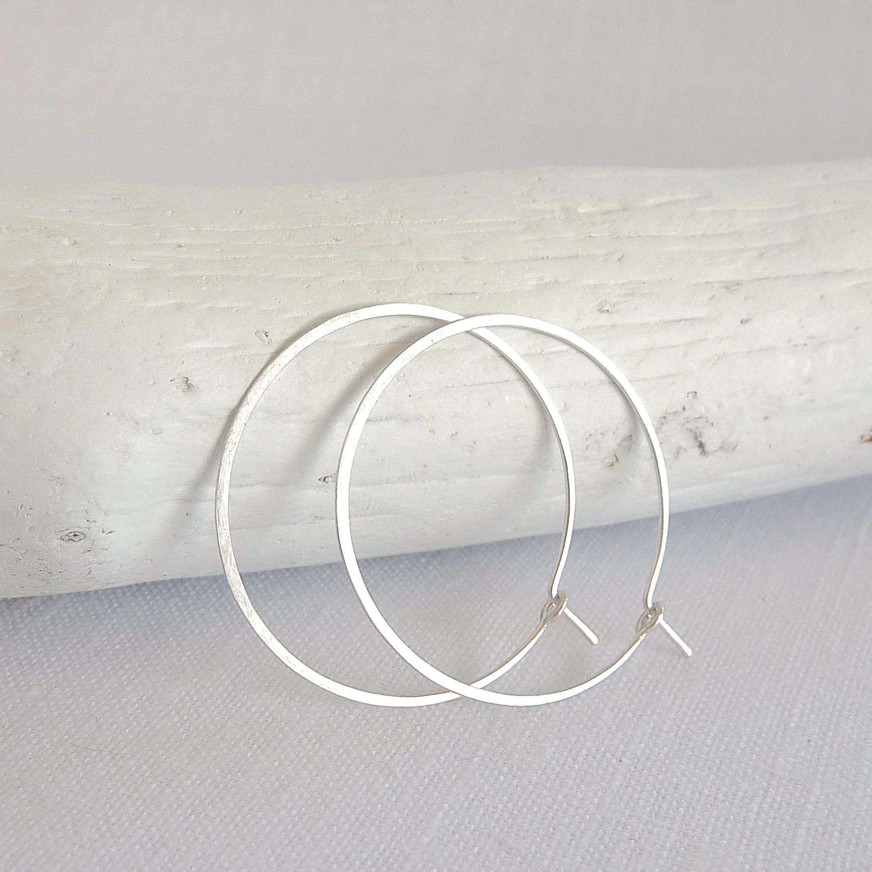 silver hammered hoops