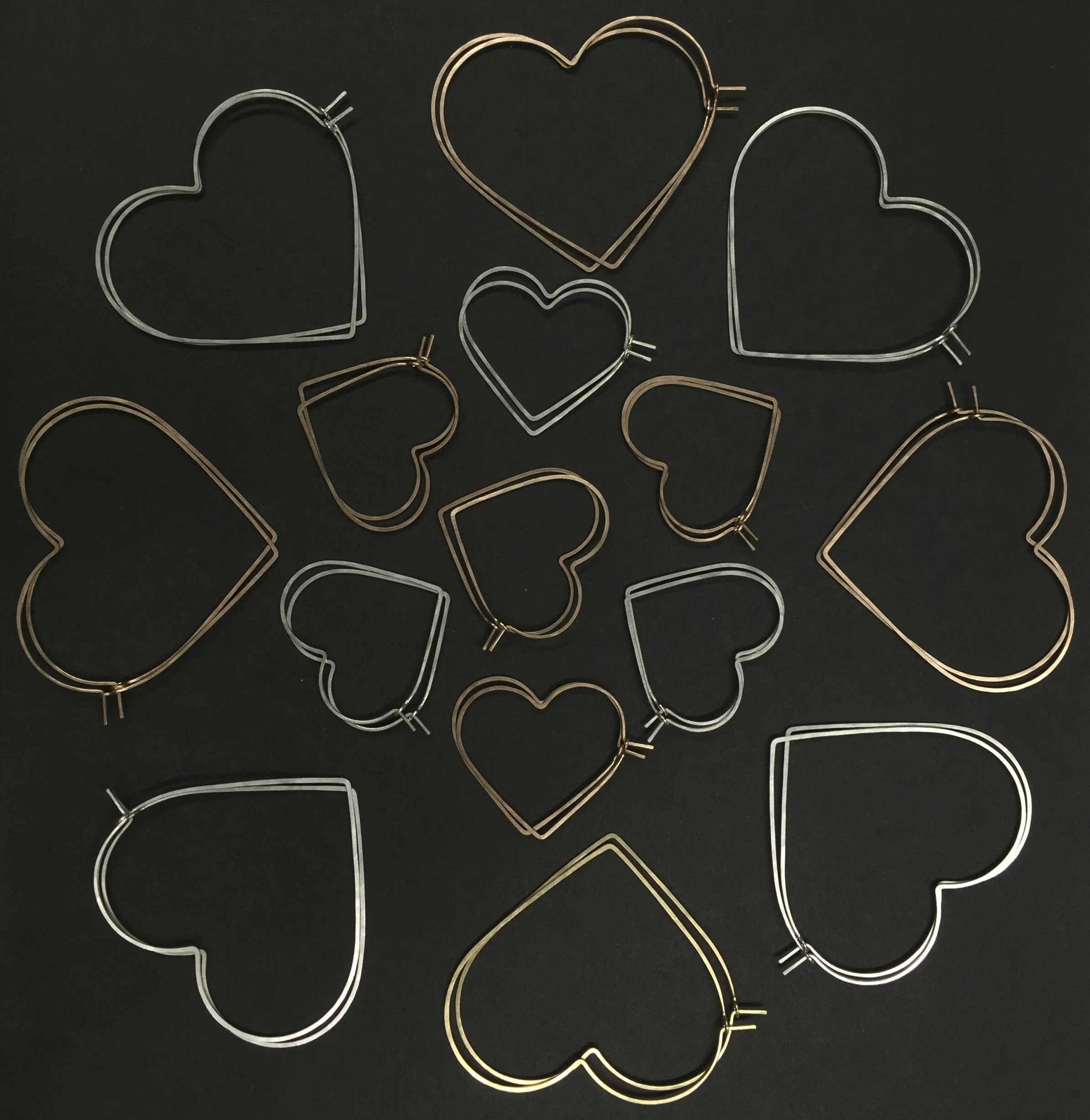 hammered heart hoop earrings