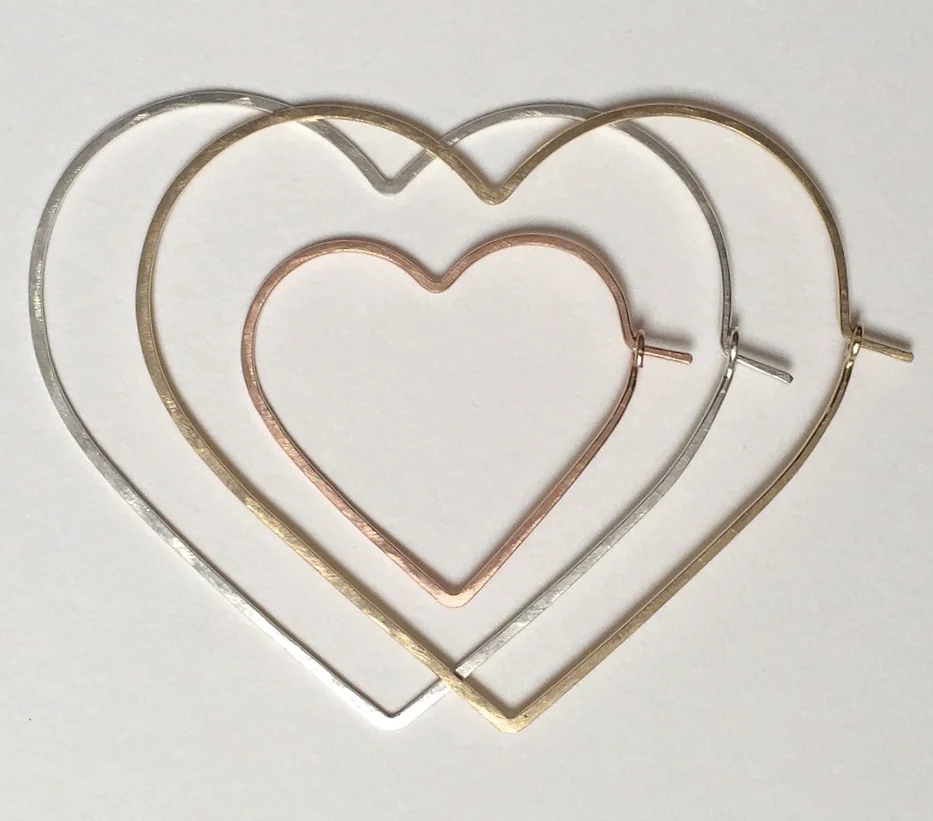 gold and silver heart hoops